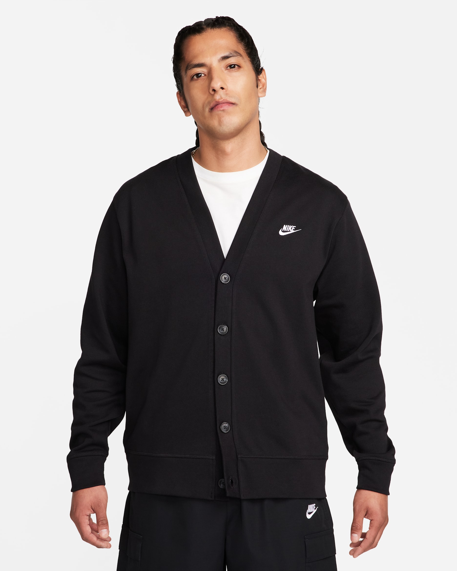 Nike Club Men's Knit Fairway Cardigan - Black/White