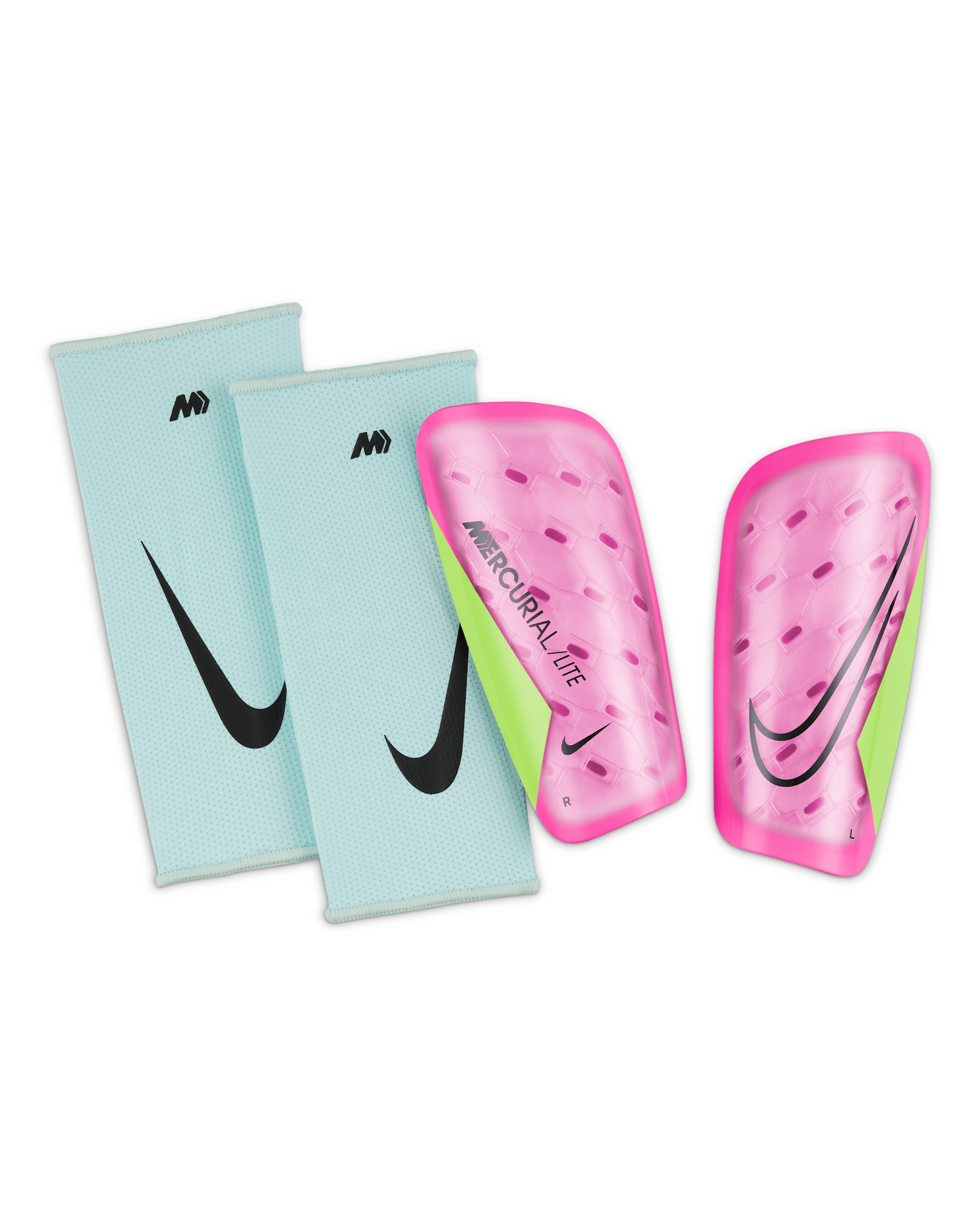 Nike Mercurial Lite Football Shinguards - Pink Spell/Volt/Gridiron