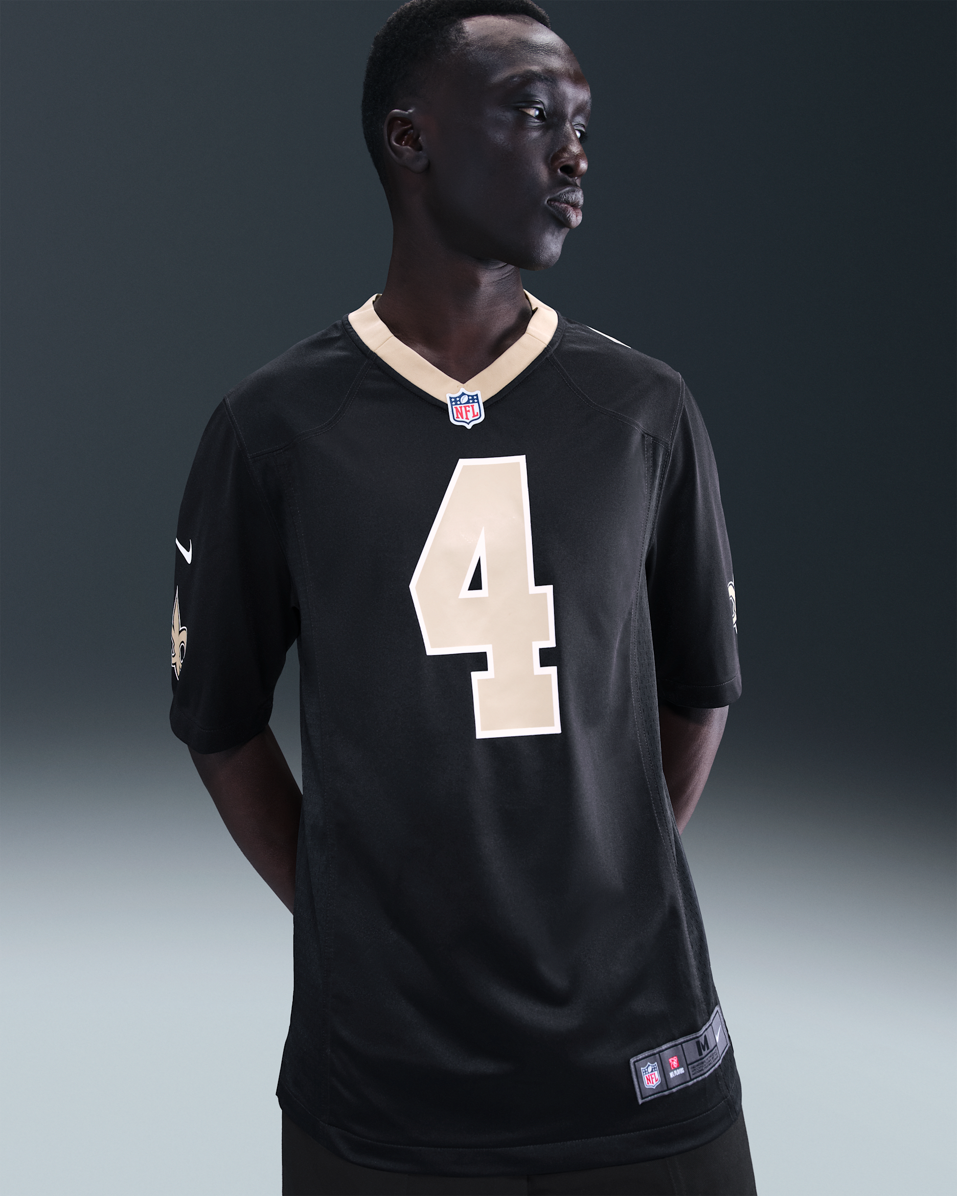 NFL New Orleans Saints (Derek Carr) Men's Game American Football Jersey - Black