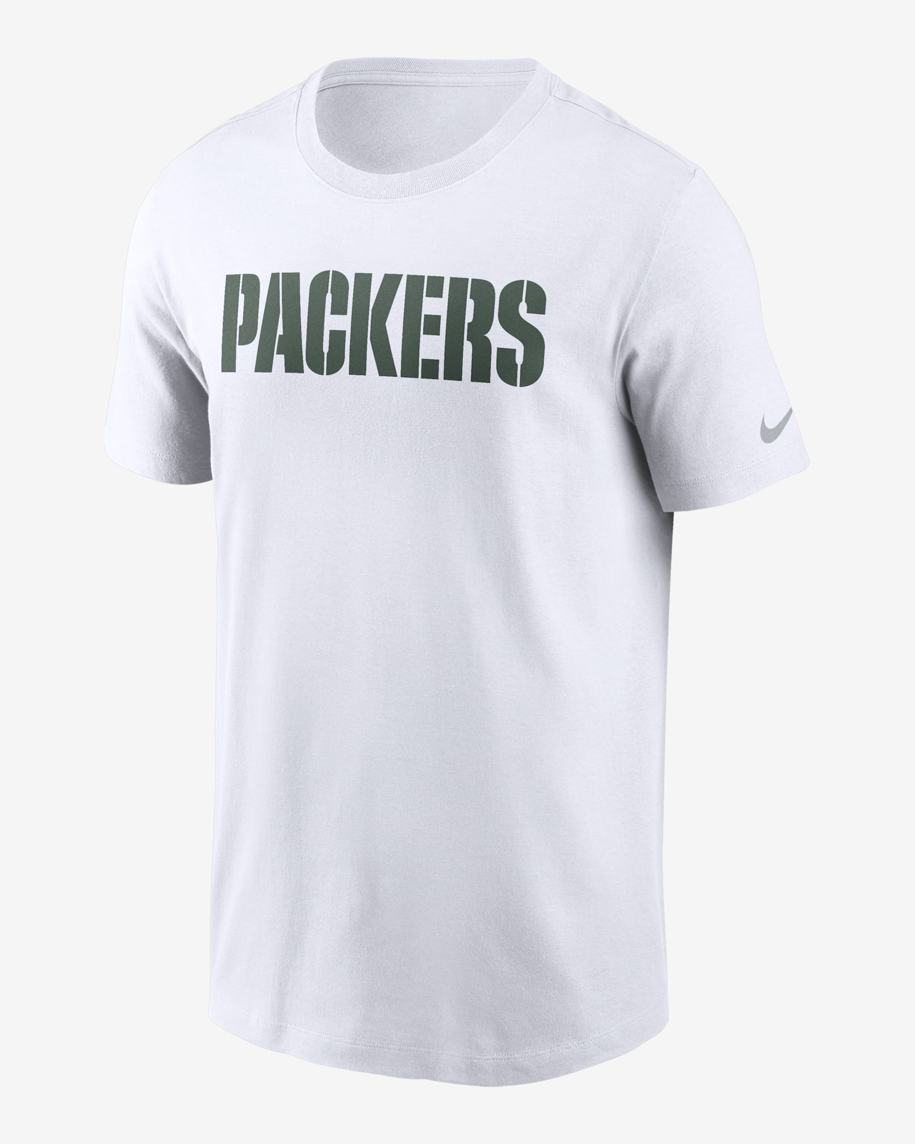 Green Bay Packers Primetime Wordmark Essential Men's Nike NFL T-Shirt - White