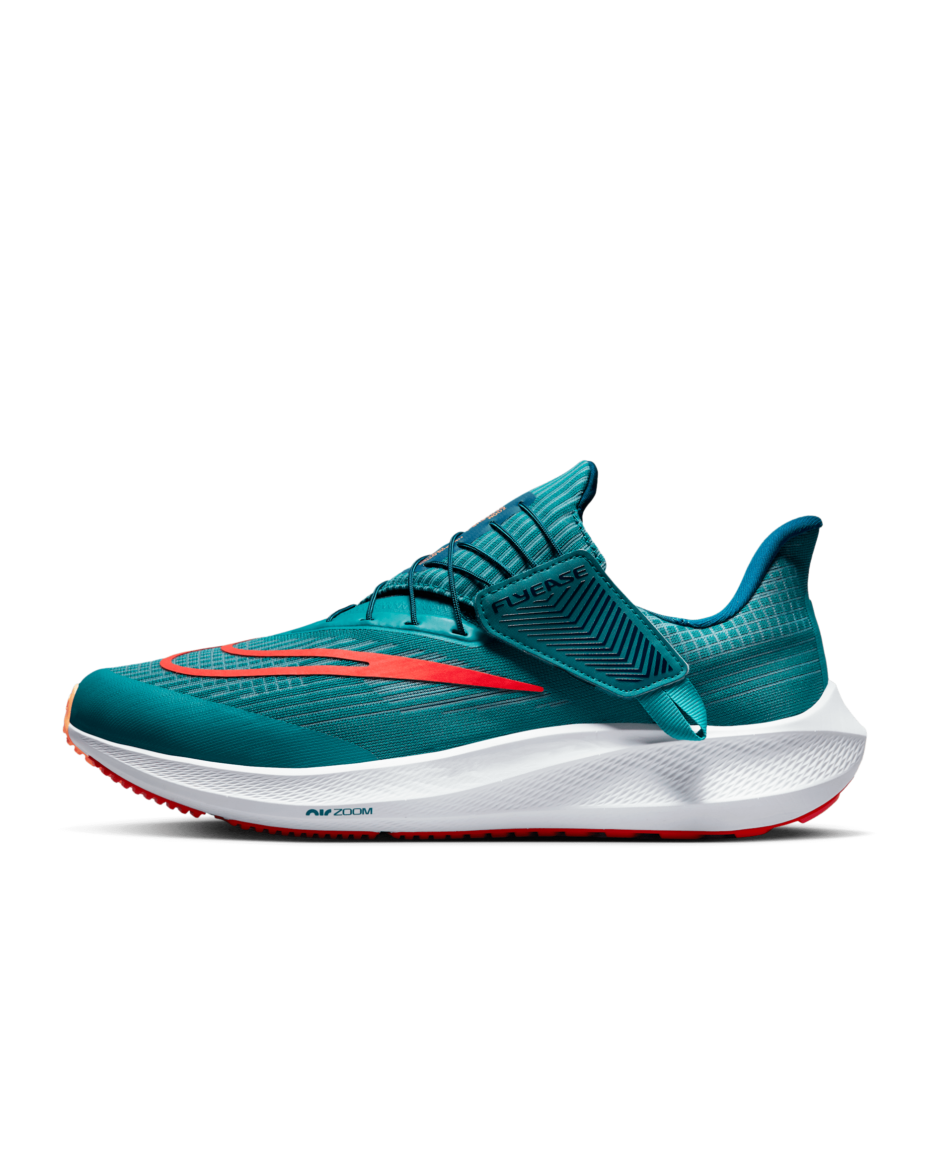Nike Pegasus FlyEase Men's Easy On/Off Road Running Shoes - Bright Spruce/Valerian Blue/Peach Cream/Light Crimson
