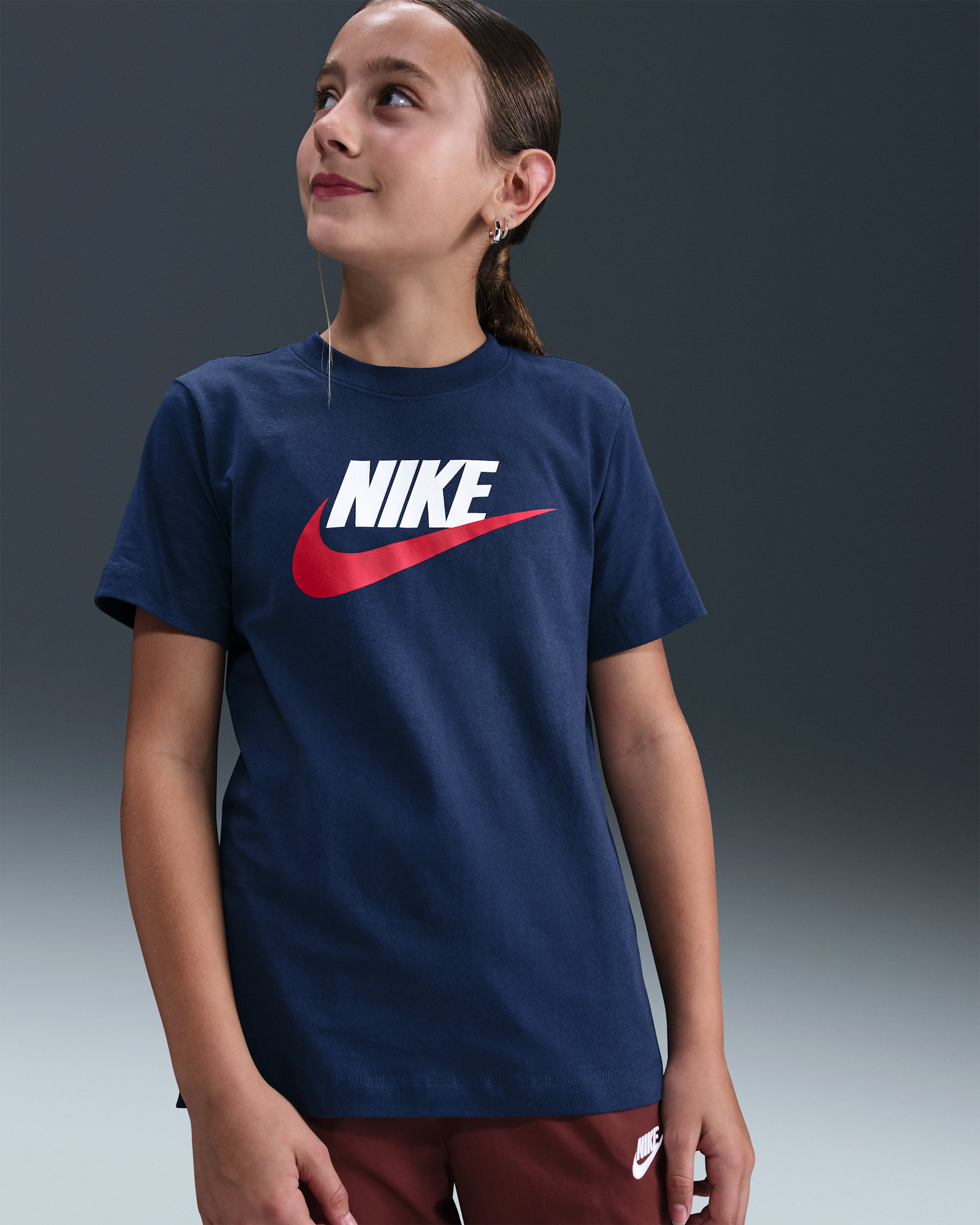 Nike Sportswear Big Kids' T-Shirt - Midnight Navy/White