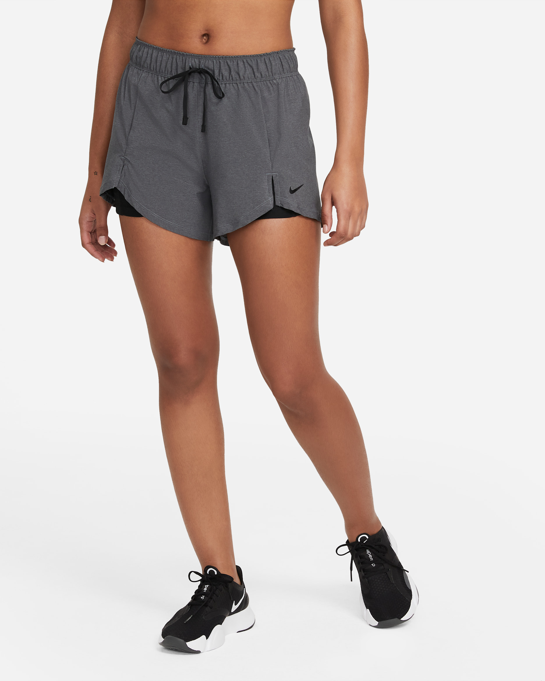 Nike Flex Essential 2-in-1 Women's Training Shorts - Black/Heather/Black/Black