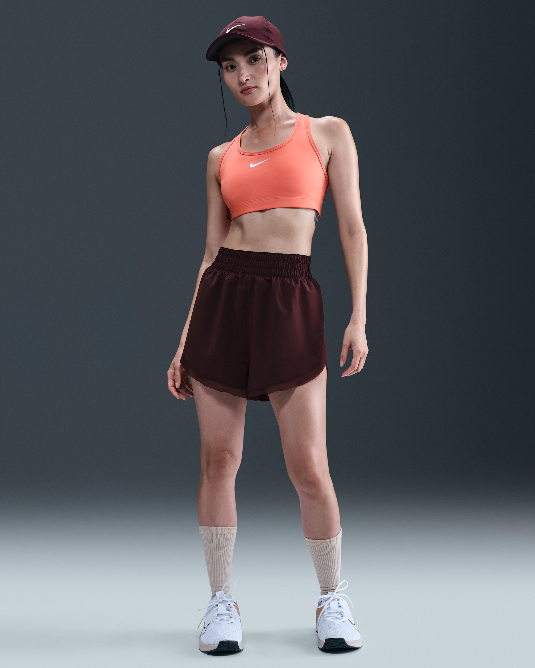 Nike One Women's Dri-FIT Loose 3" Brief-Lined Shorts - Burgundy Crush/Burgundy Ash