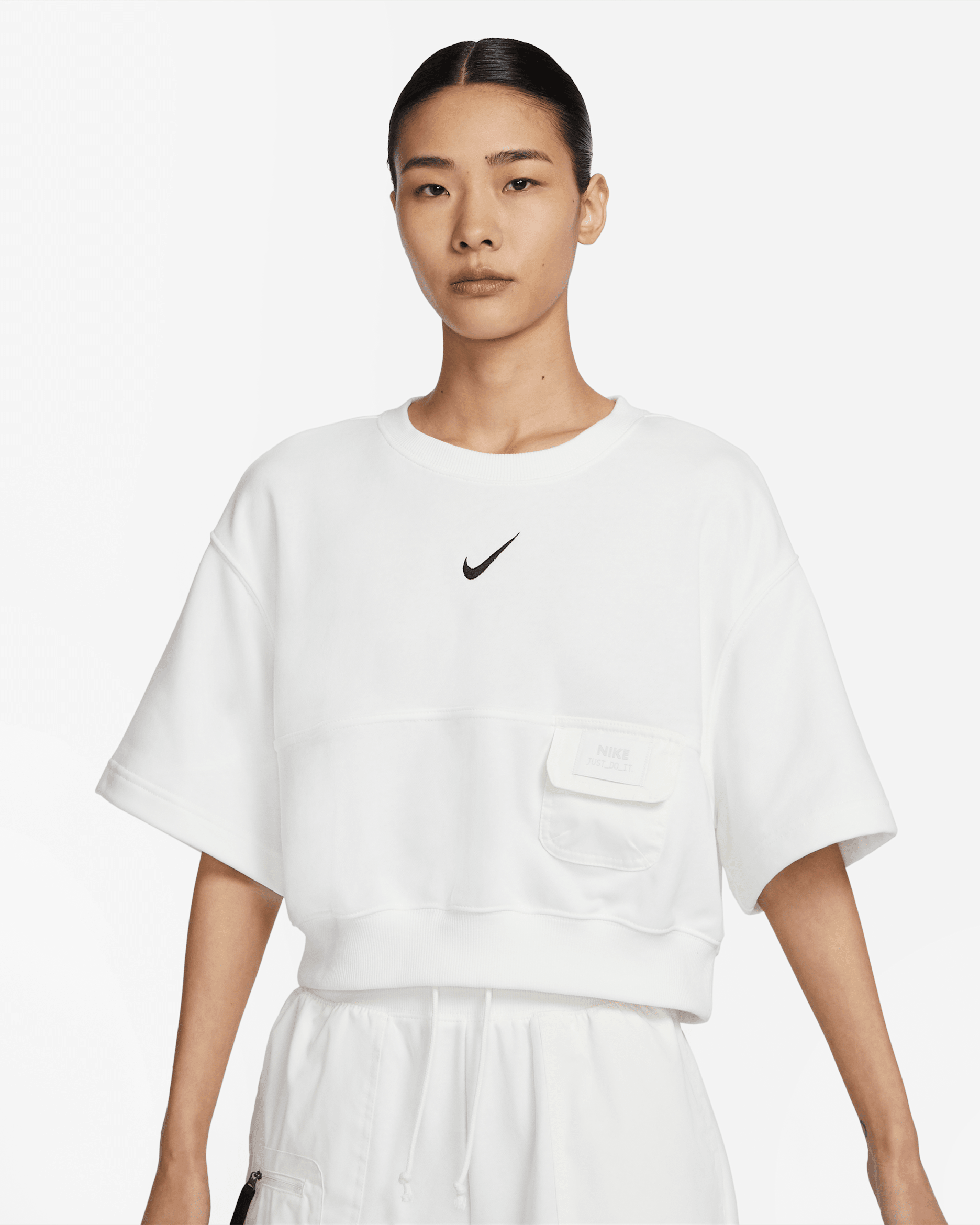 Nike Sportswear City Utility Women's French Terry Short-Sleeve Top - Sail/Black