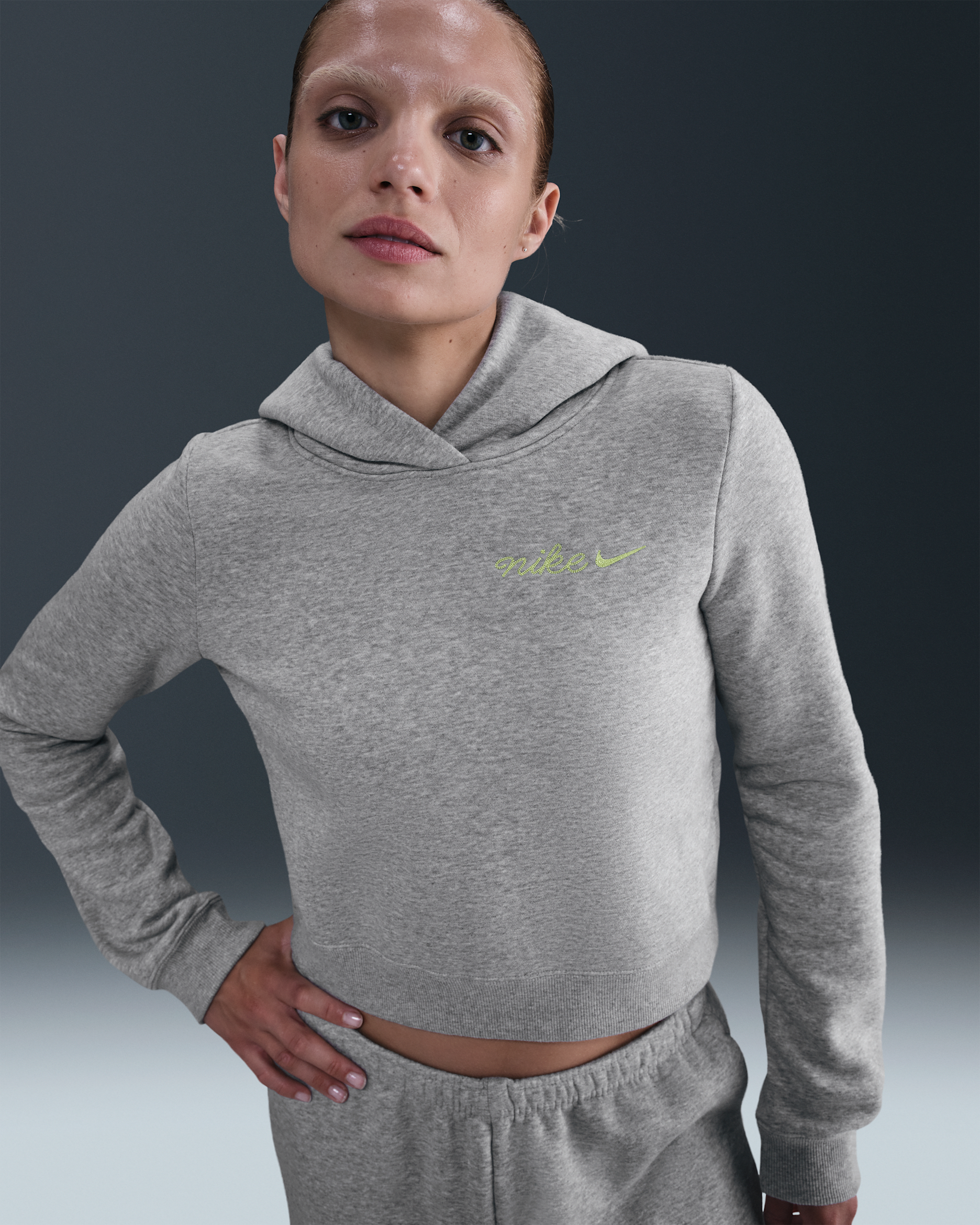 Nike Sportswear Phoenix Fleece Women's Shrunken Hoodie - Dark Grey Heather