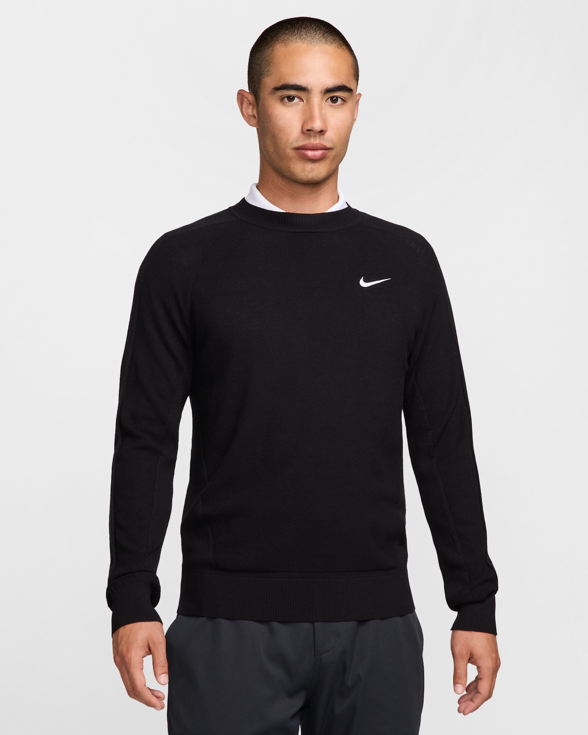 나이키 투어 남성 골프 스웨터 - 블랙/화이트