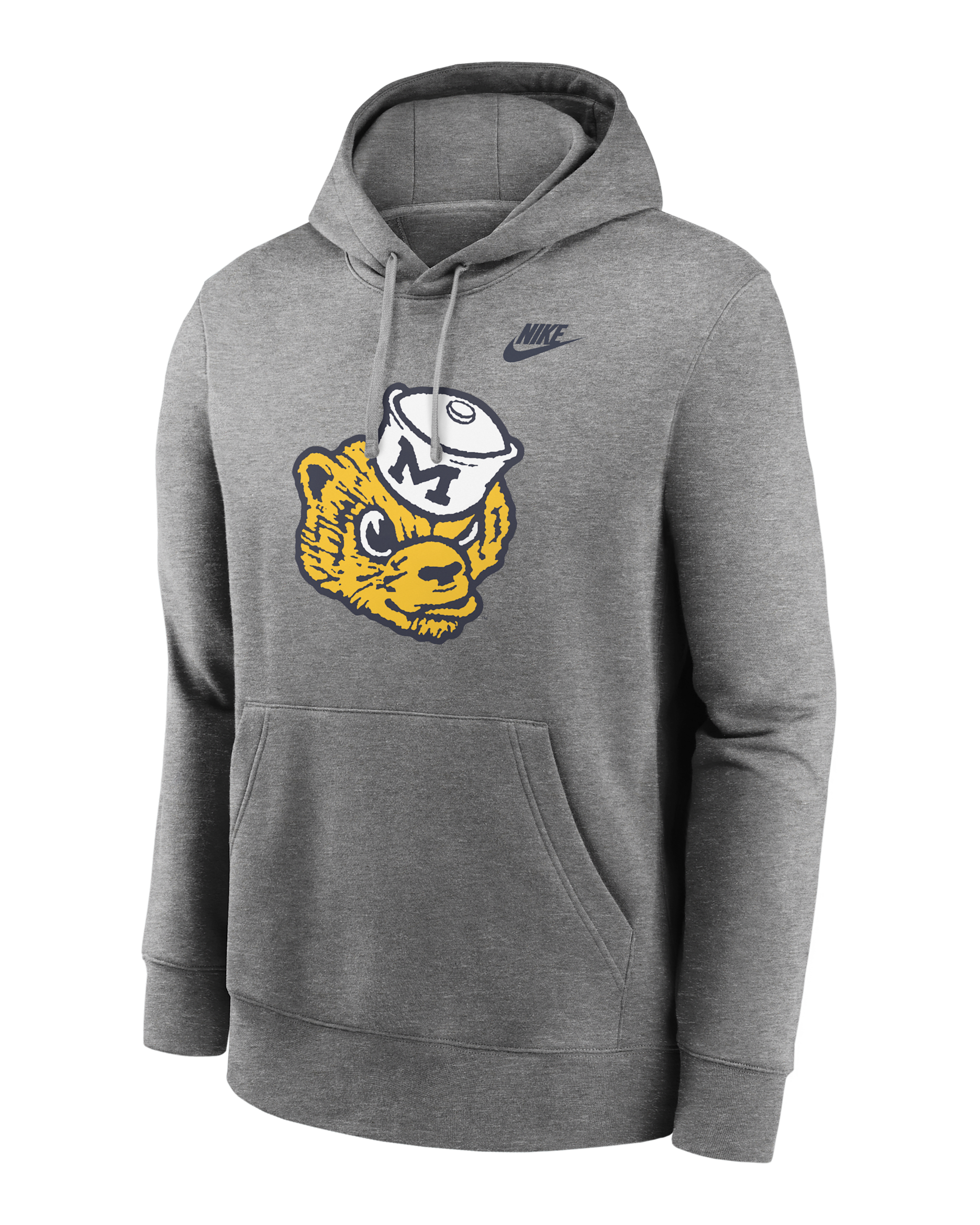 Michigan Wolverines Legacy Club Primary Logo Men's Nike College Pullover Hoodie - Dark Grey Heather