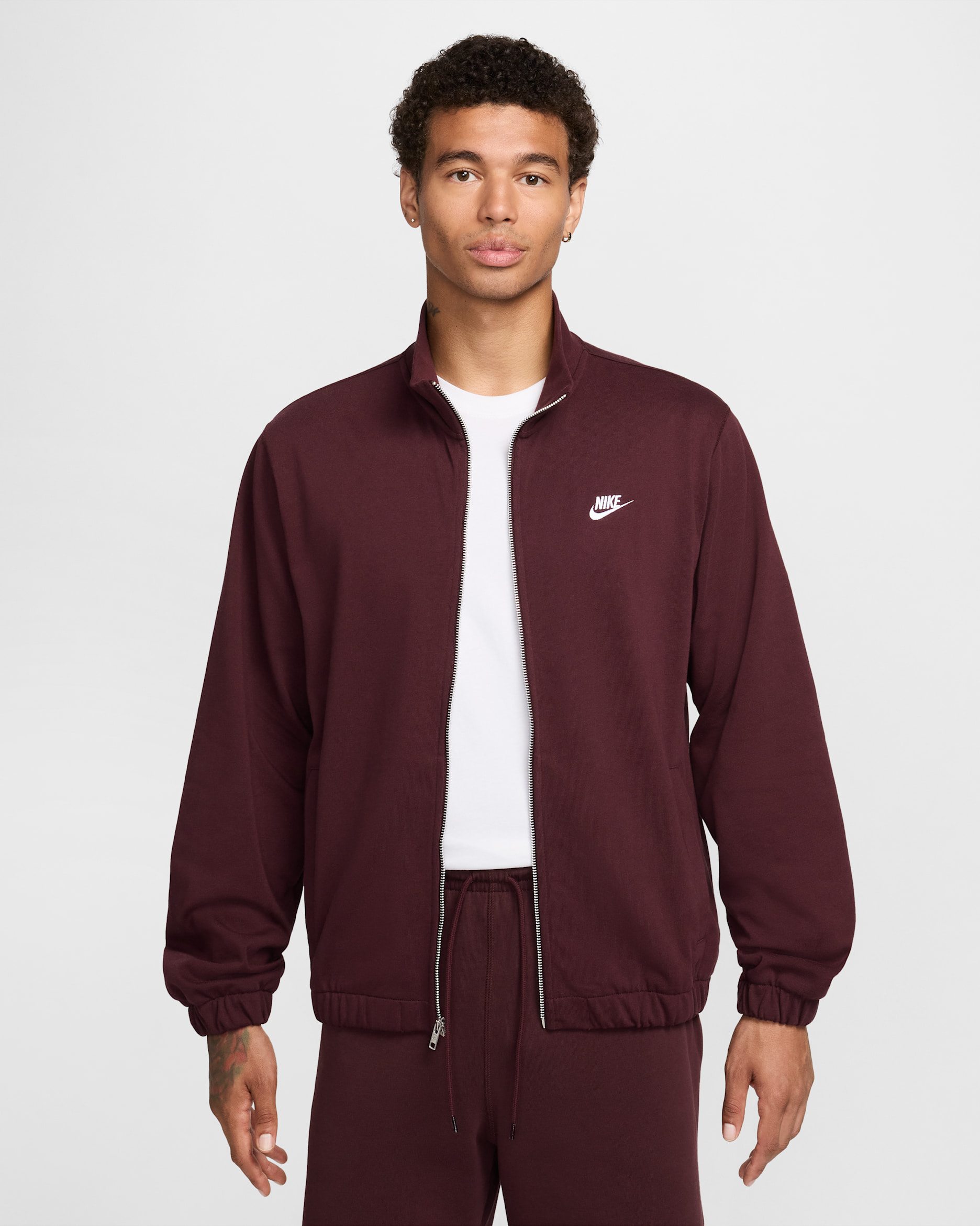 Nike Club Men's Knit Jacket - Burgundy Crush/Burgundy Crush/White