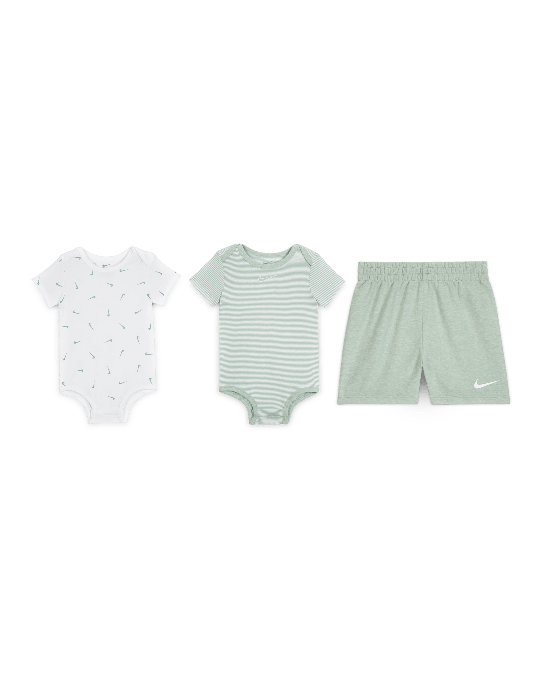 Nike Essentials Baby (12-24M) 3-Piece Striped Swooshfetti Set - Mica Green