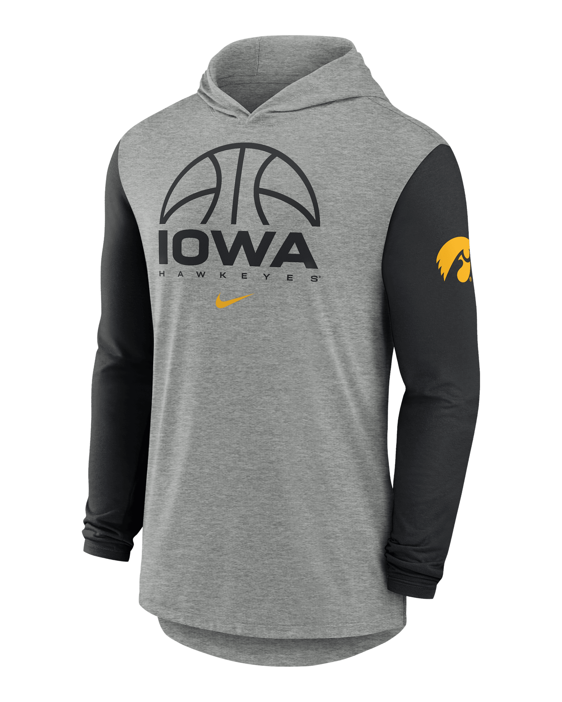 Iowa Basketball Men's Nike Dri-FIT College Long-Sleeve Hooded T-Shirt - Grey