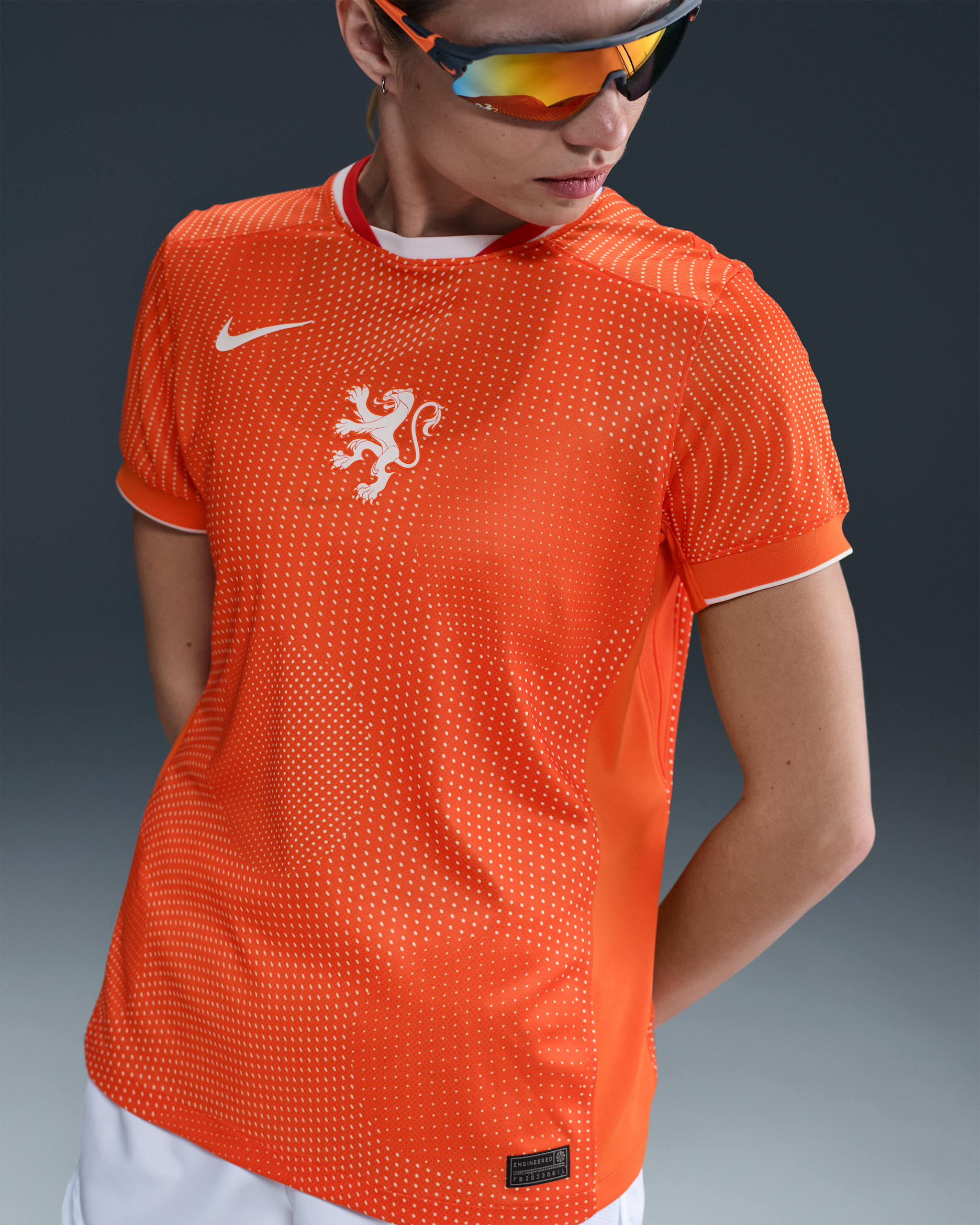 Netherlands 2025 Stadium Home (Women's Team) Women's Nike Dri-FIT Soccer Replica Jersey - Safety Orange/White