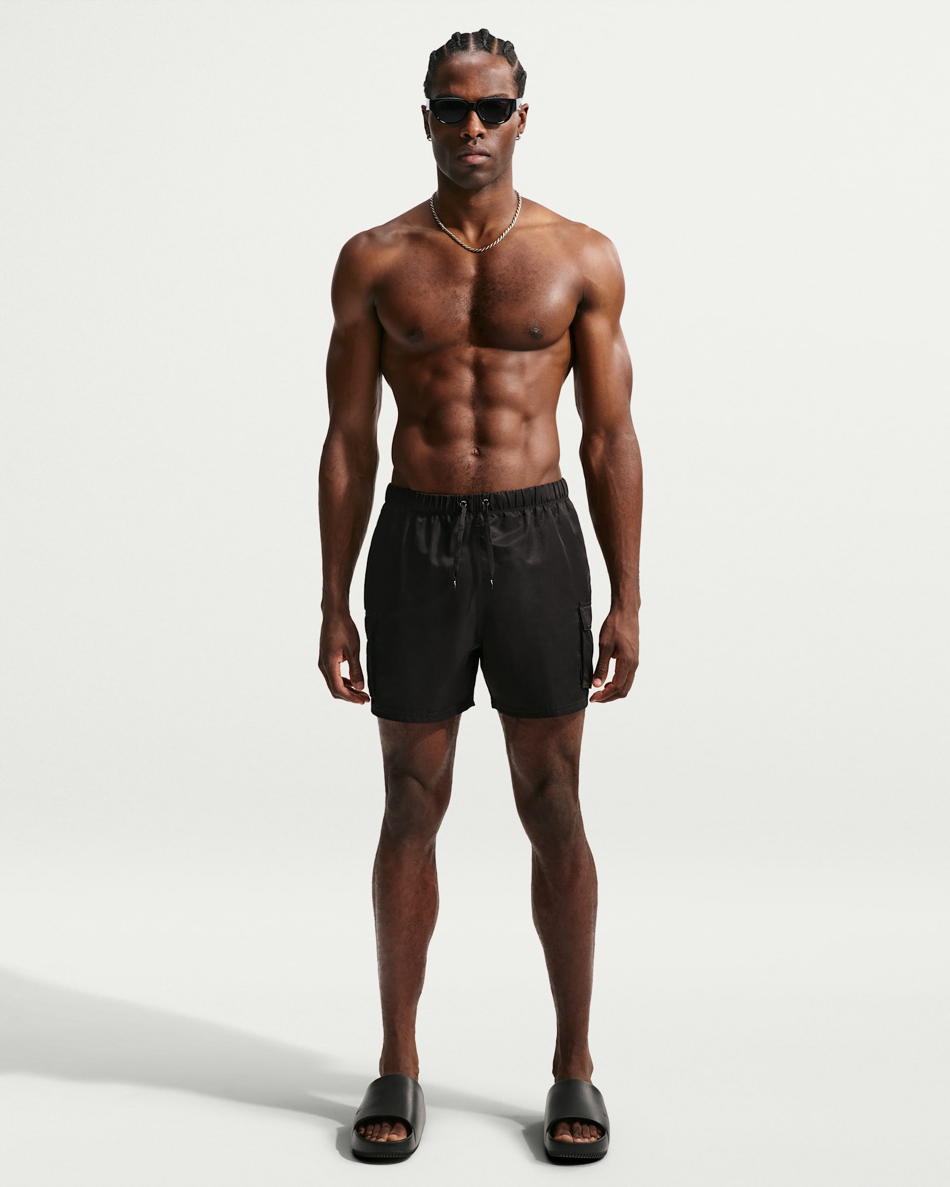 Nike Swim Voyage Essential Men's 5" Brief-Lined Volley Short - Black/Black/Black/White