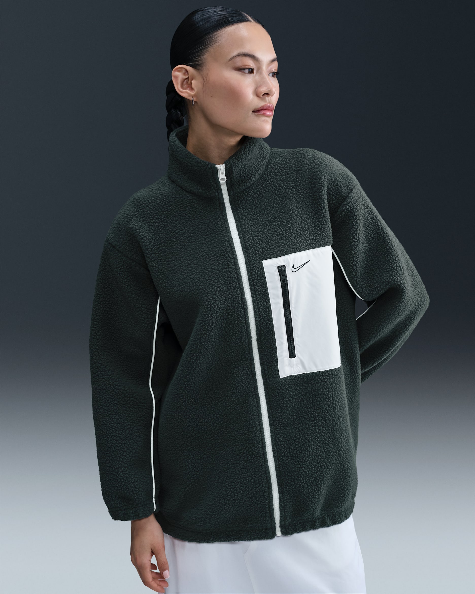 나이키 스포츠웨어 여성 풀집 하이파일 플리스 재킷 - 씨위드/세일/세일/씨위드