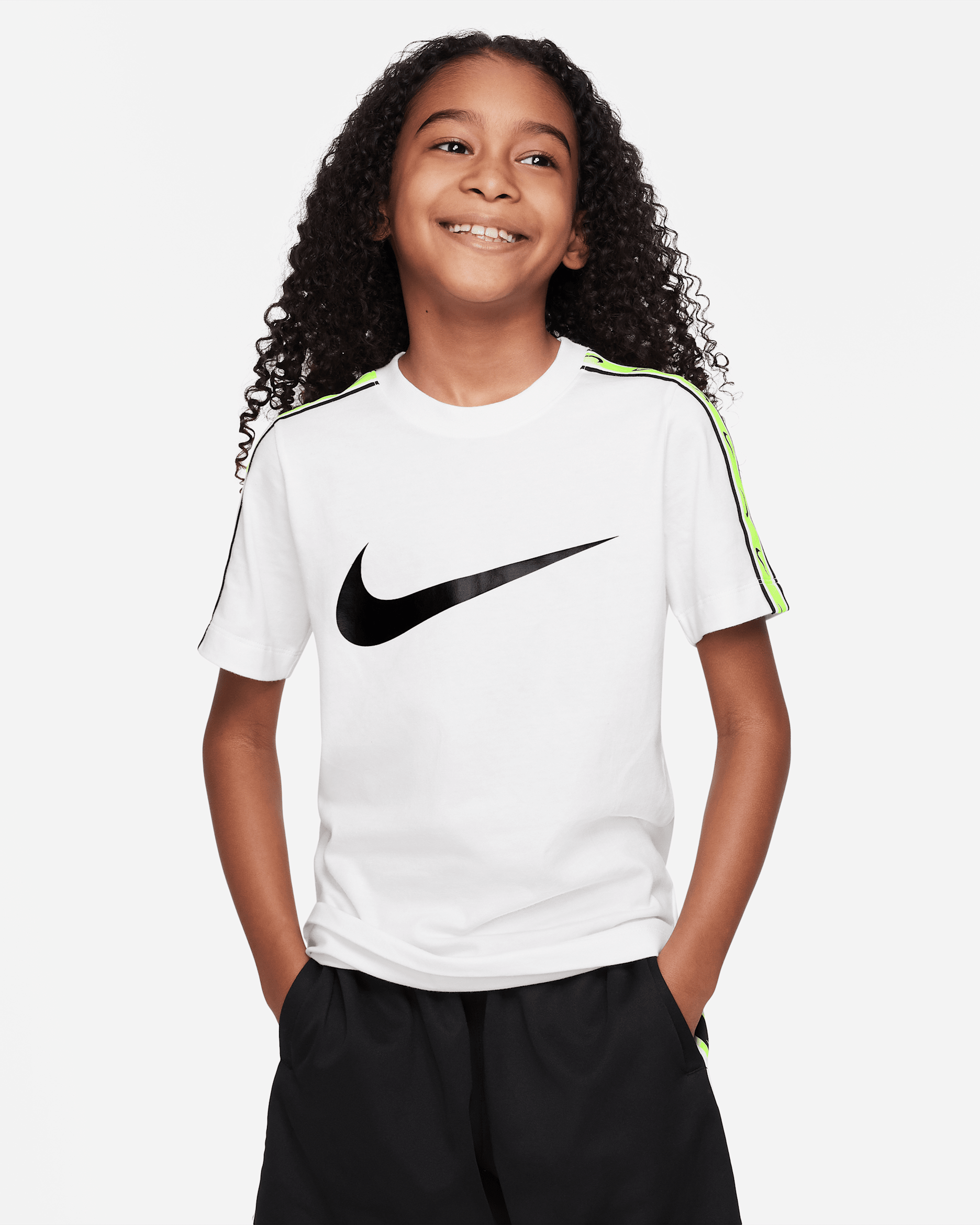 Nike Sportswear Repeat Older Kids' (Boys') T-Shirt - Summit White/Summit White/Black
