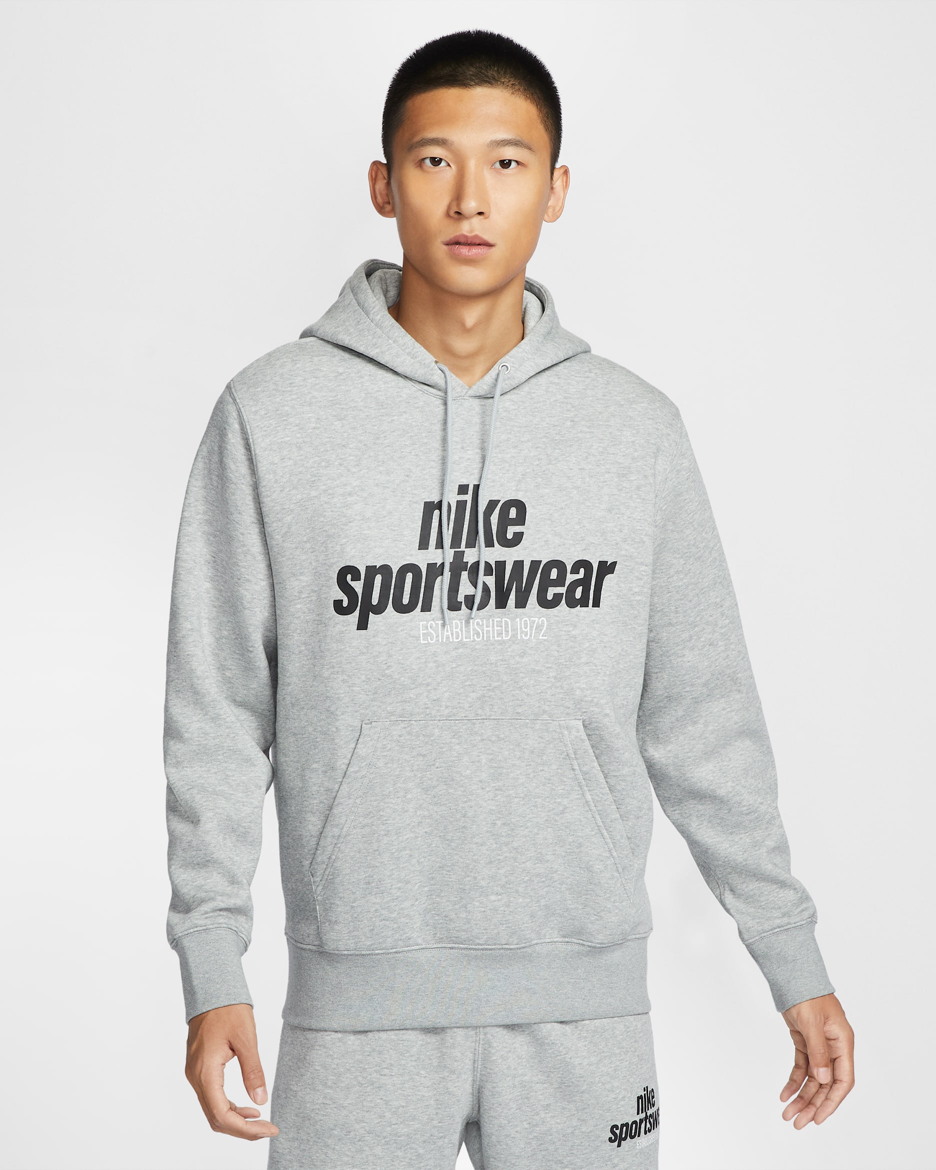 ナイキ クラブ メンズ フリース プルオーバー パーカー - ダークグレーヘザー/ライトスモークグレー/ブラック