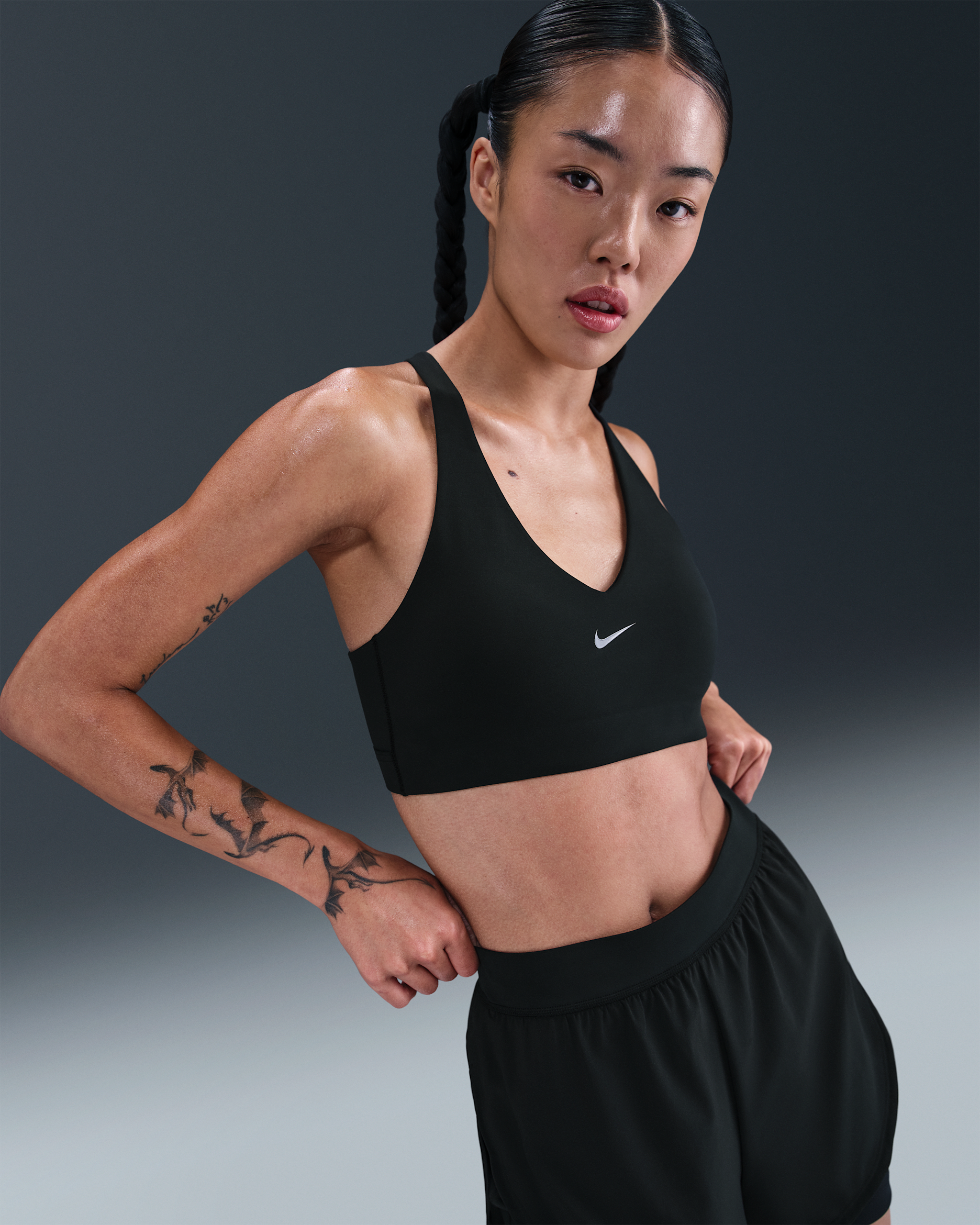Nike Universa Women's Medium-Support Padded Sport Bra - Black/Anthracite/Dark Smoke Grey