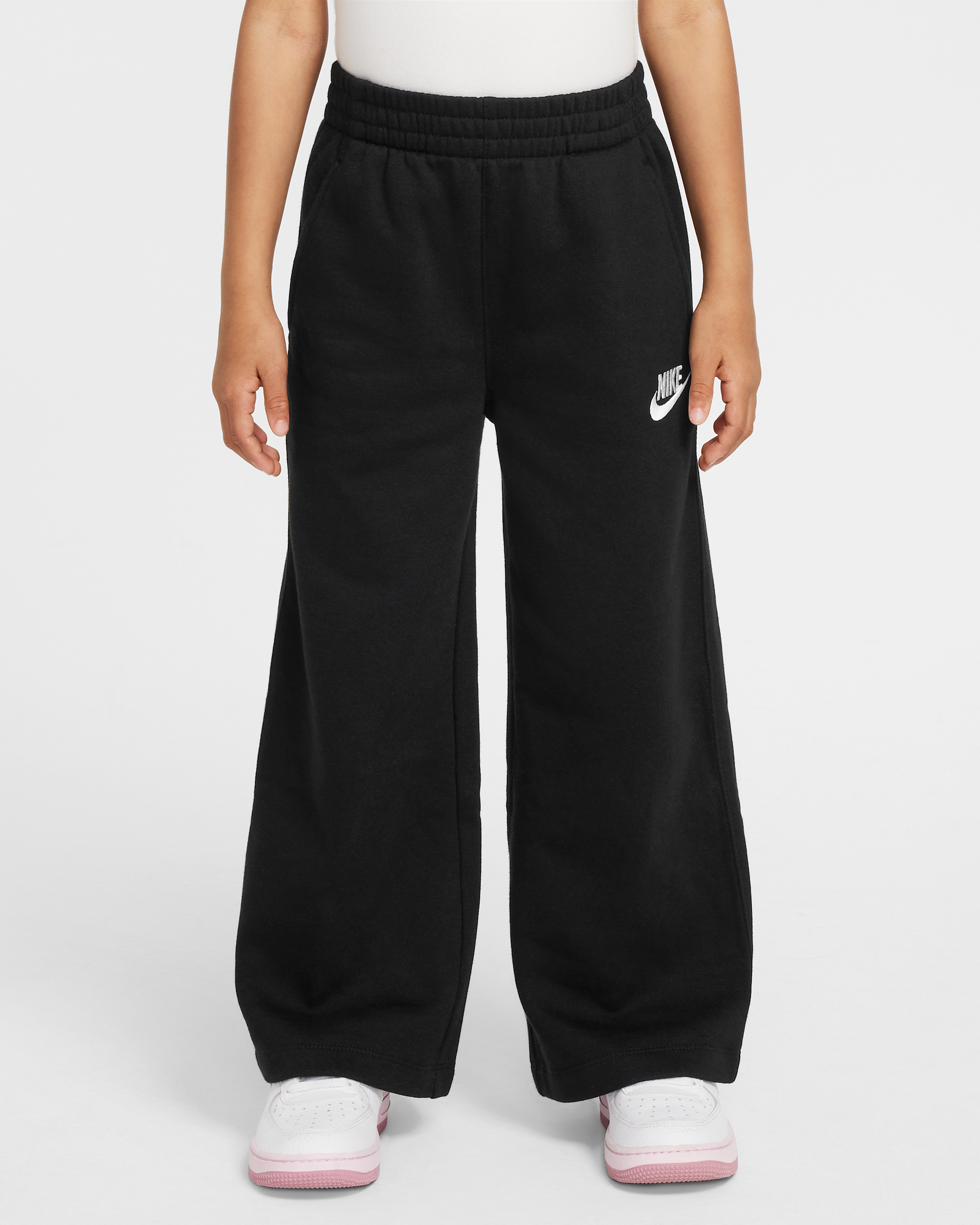Pants de tejido Fleece de pierna ancha para niños talla pequeña Nike Sportswear Club - Negro