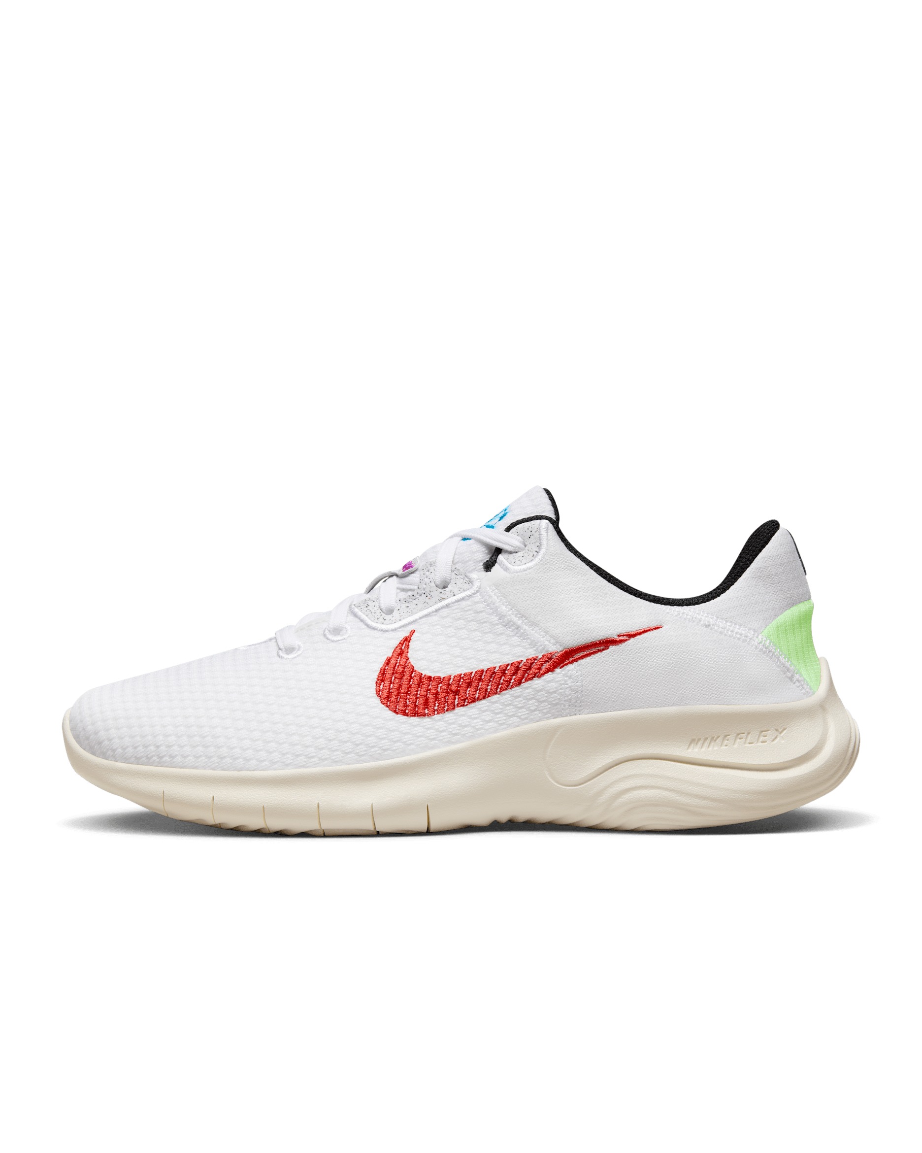 Nike Flex Experience Run 11 SE 男款路跑鞋 - 白色/Blue Lightning/Picante Red/Fuchsia Dream