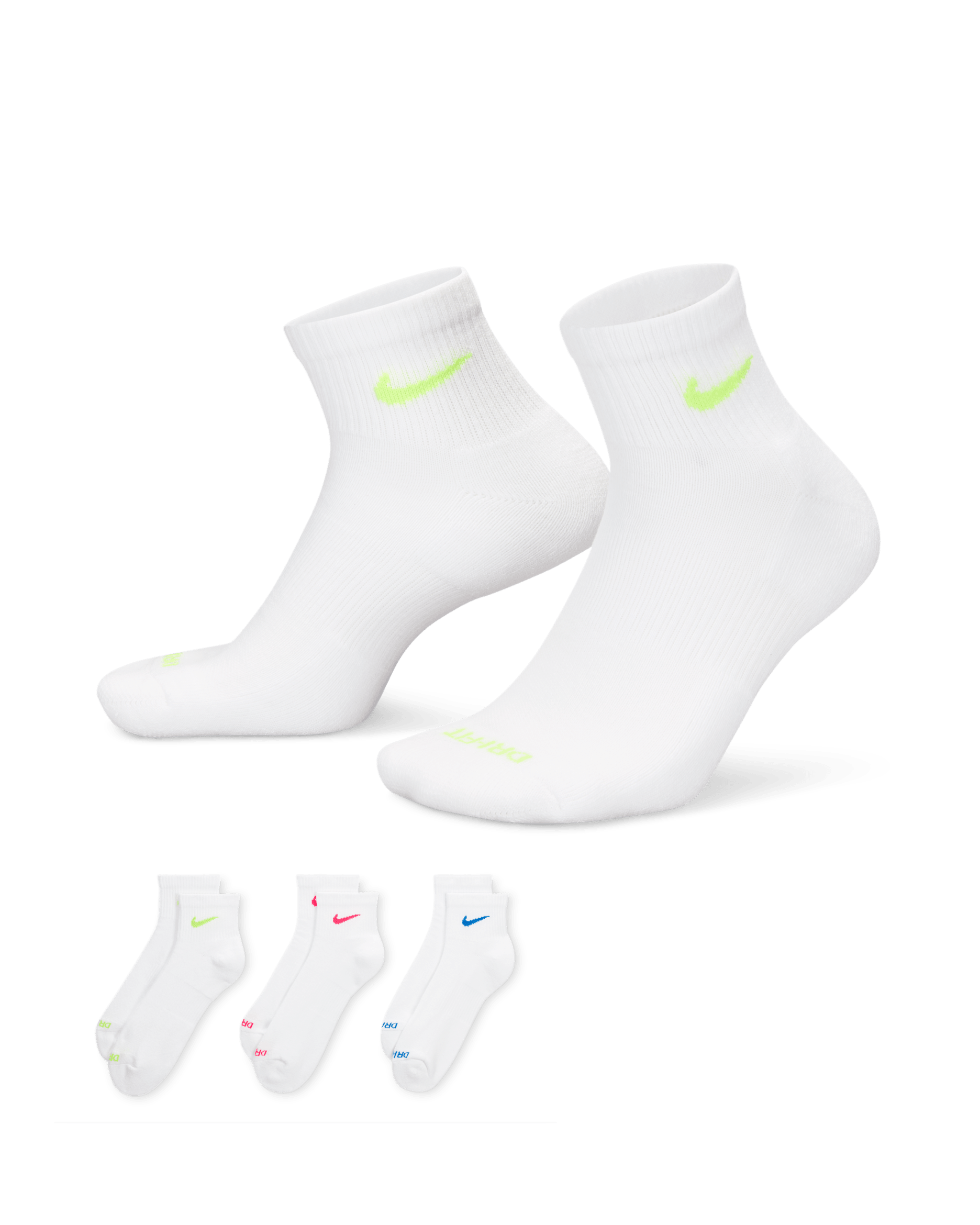 Nike Everyday Plus Cushioned Training Ankle Socks (3 Pairs) - Multi-Color