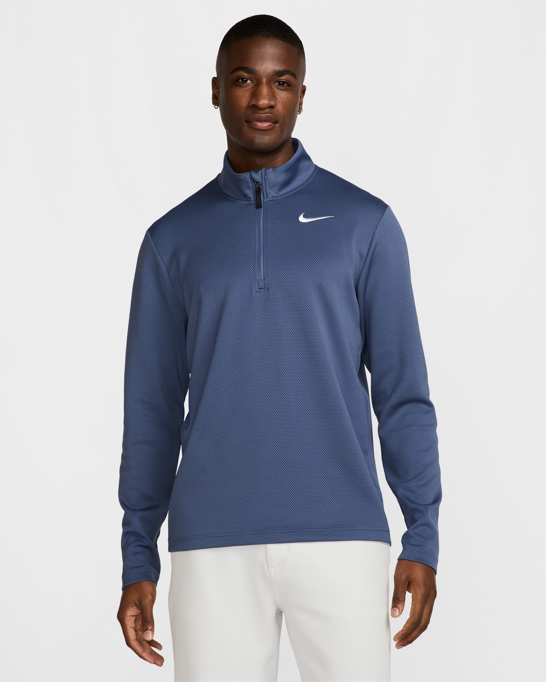 Playera de golf Dri-FIT de medio cierre para hombre Nike Victory - Azul difuso/Obsidiana/Blanco
