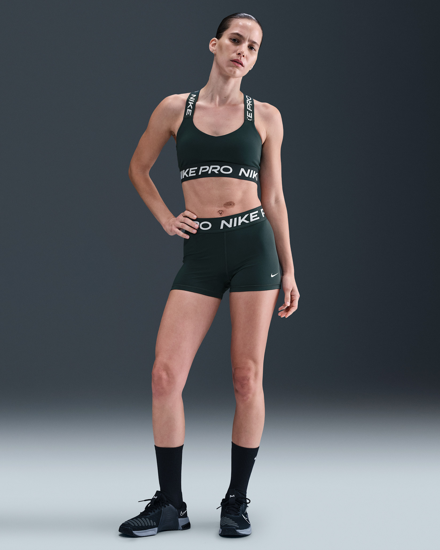 Nike Pro Women's 8cm (approx.) Shorts - Seaweed/White