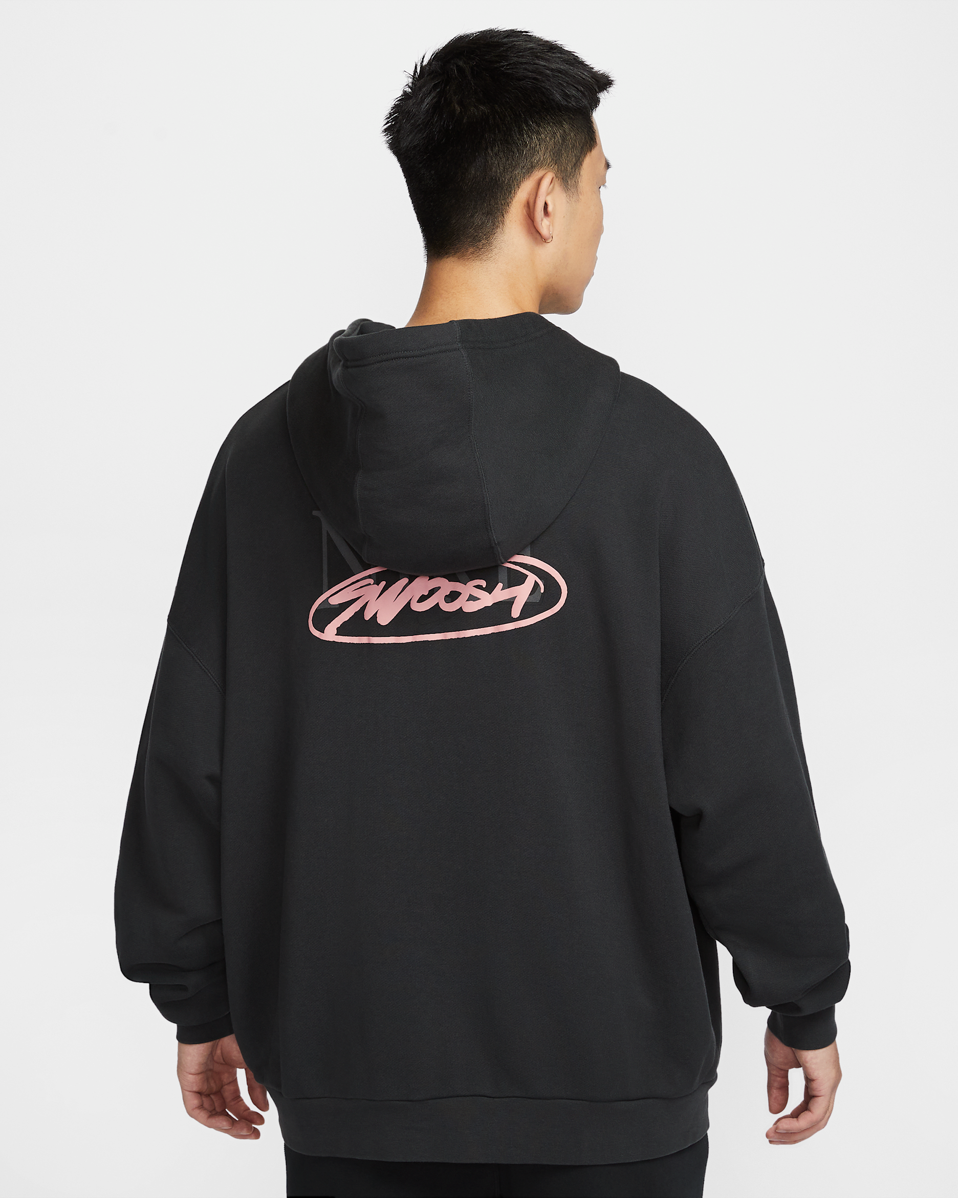 Nike Club Men's Oversized French Terry Pullover Hoodie - Off Noir/Off Noir