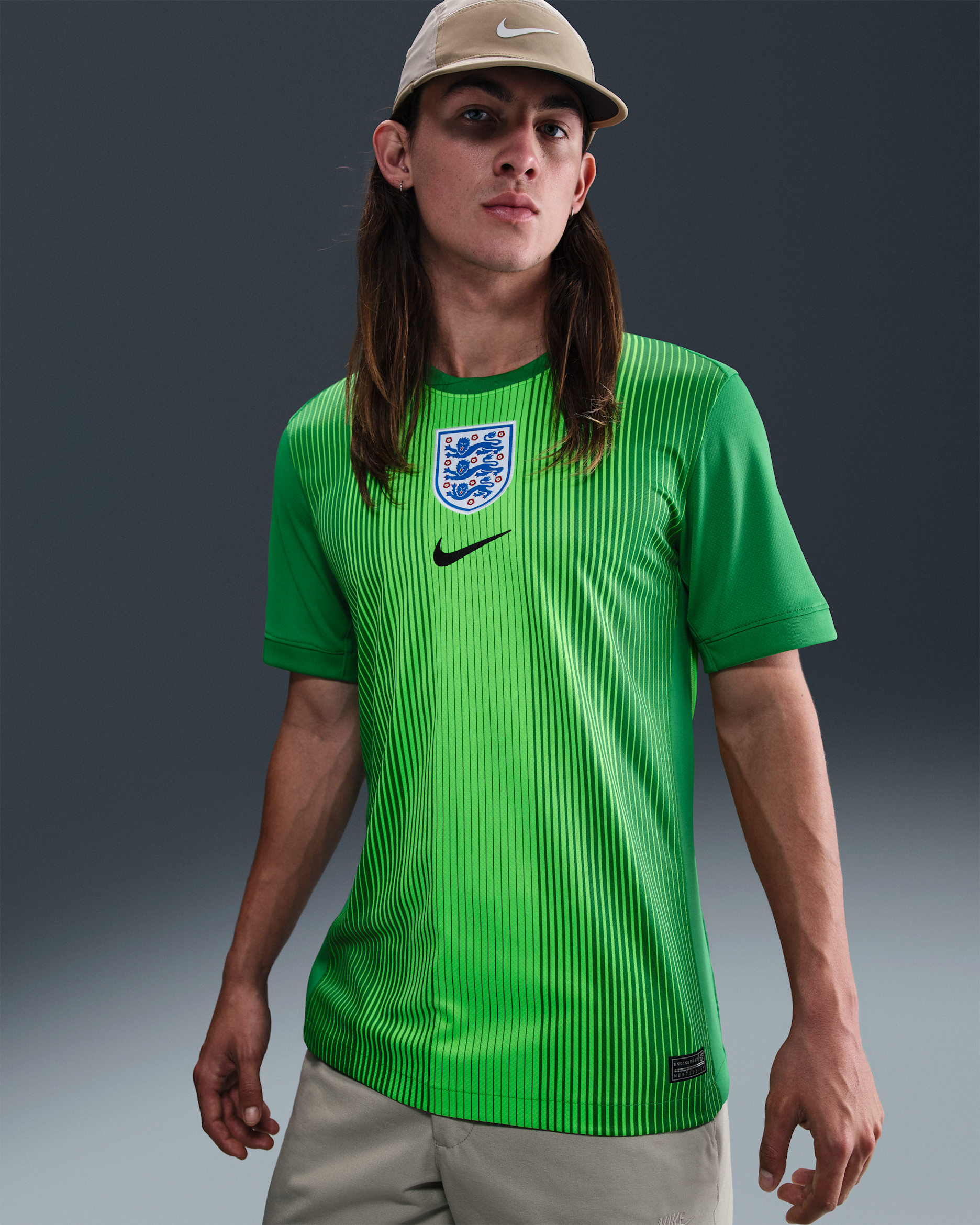 England 2025/26 Stadium Goalkeeper Men's Nike Dri-FIT Football Replica Short-Sleeve Shirt - Lucky Green/Green Strike/Black