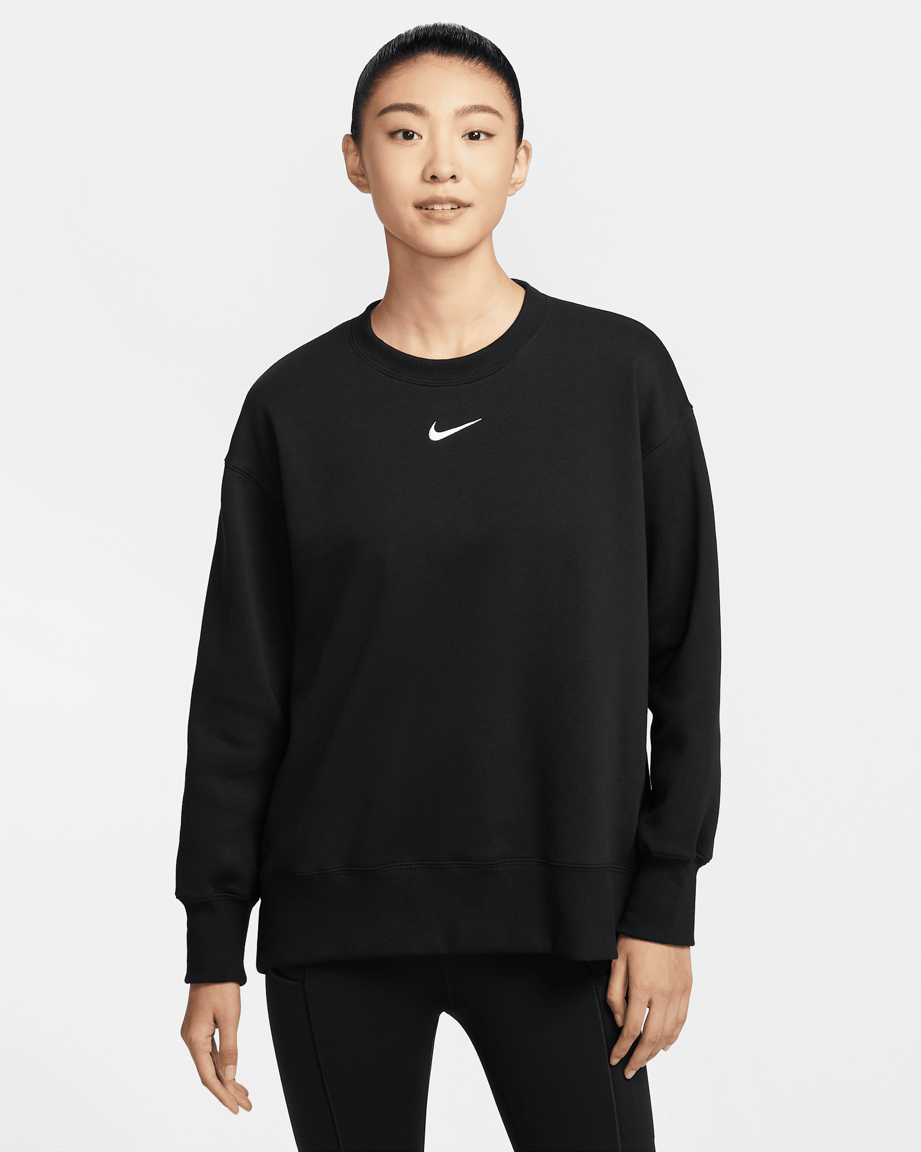 Nike Sportswear Phoenix Fleece 女款寬版圓領運動衫 - 黑色/Sail