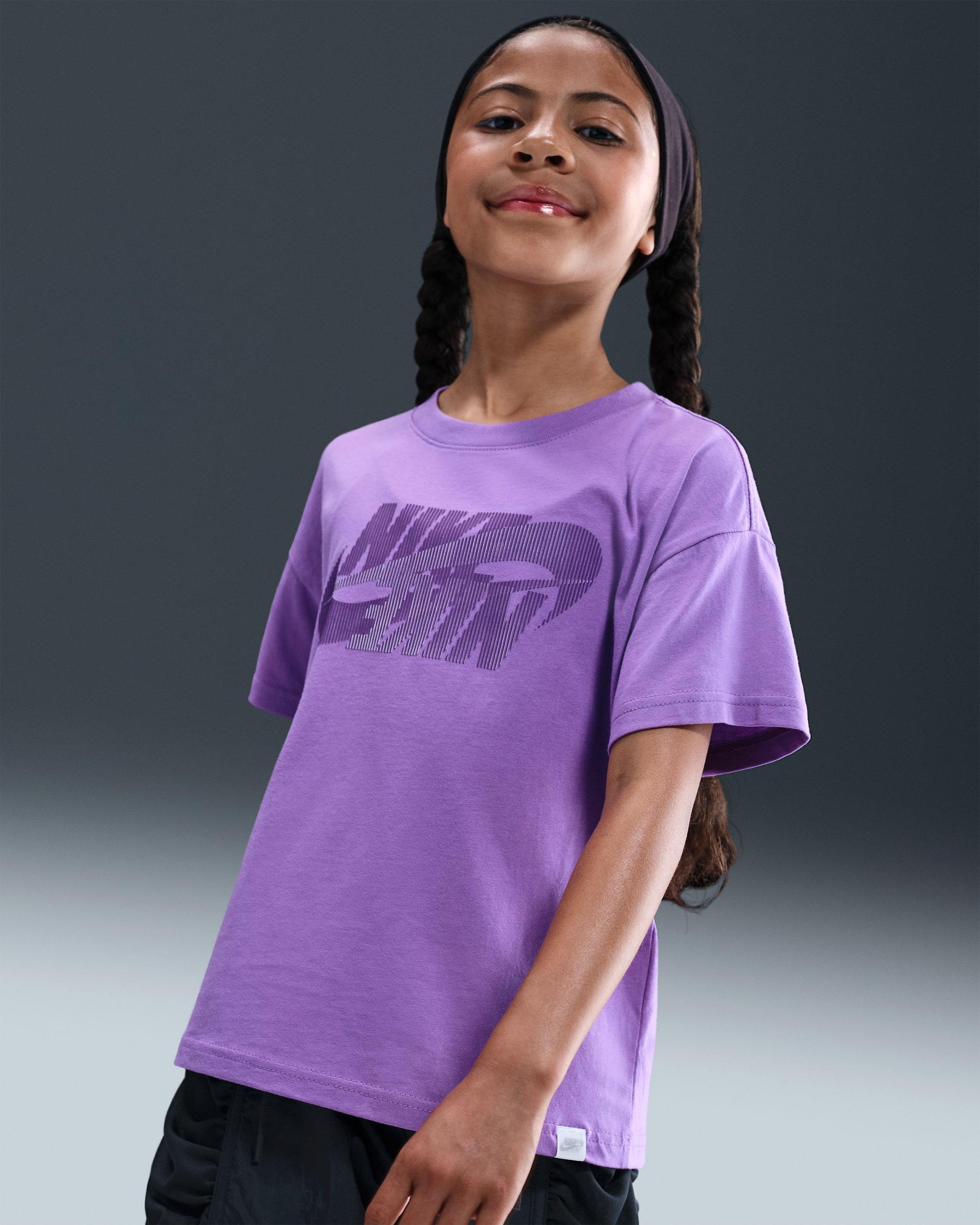 Playera para niña talla grande Nike Sportswear - Frambuesa negro