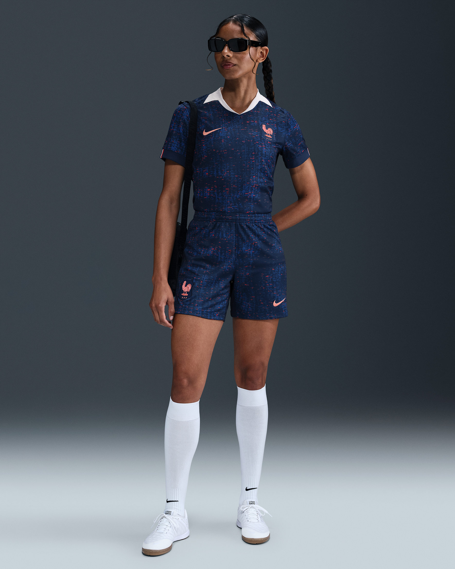 FFF 2025/26 Stadium Home Women's Nike Dri-FIT Football Replica Shorts - Blue Void/Light Madder Root