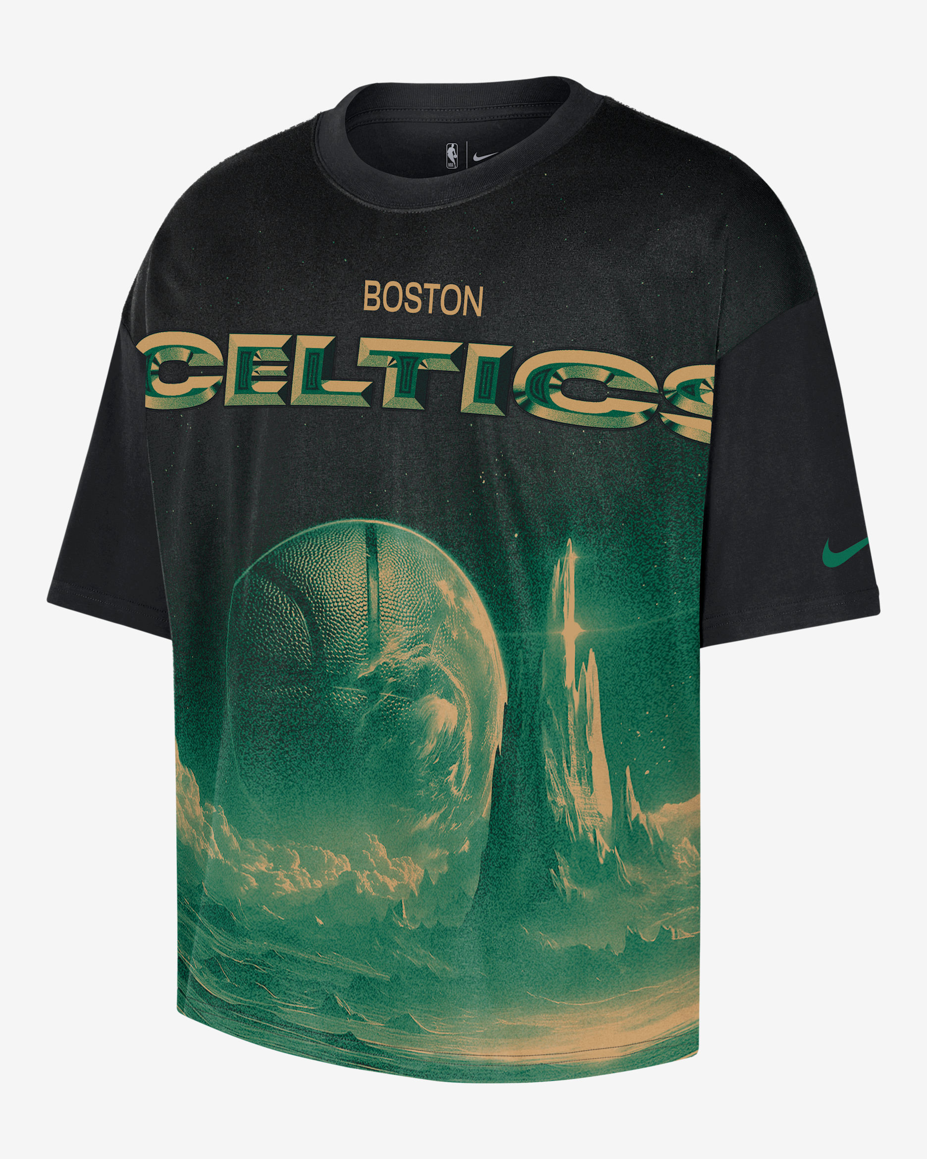 Boston Celtics Courtside Men's Nike NBA Boxy T-Shirt - Black