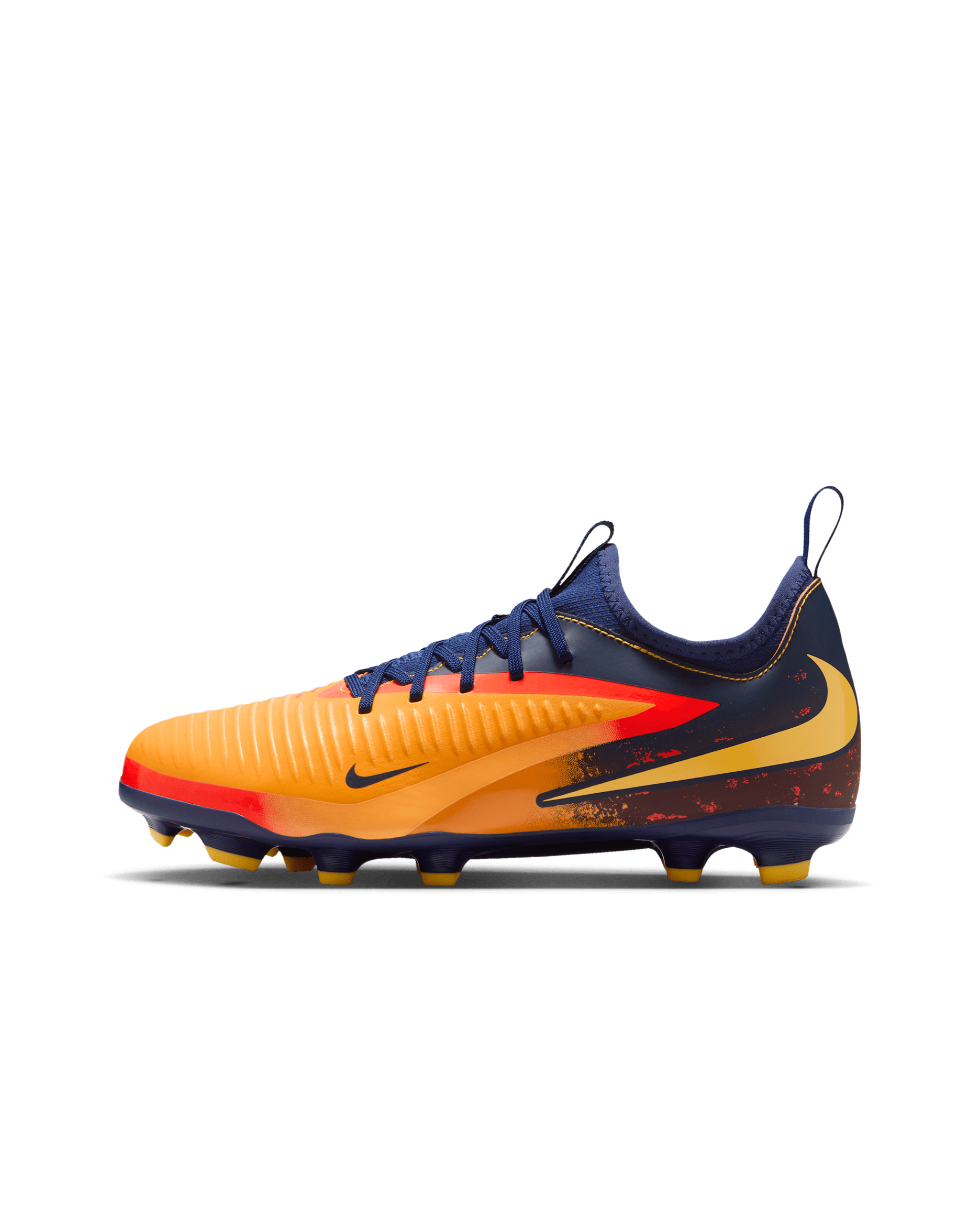 Nike Jr. Phantom 6 Low Academy 'Erling Haaland' Older Kids' Multi-Ground Football Boot - Laser Orange/Blue Void/Lemon Venom