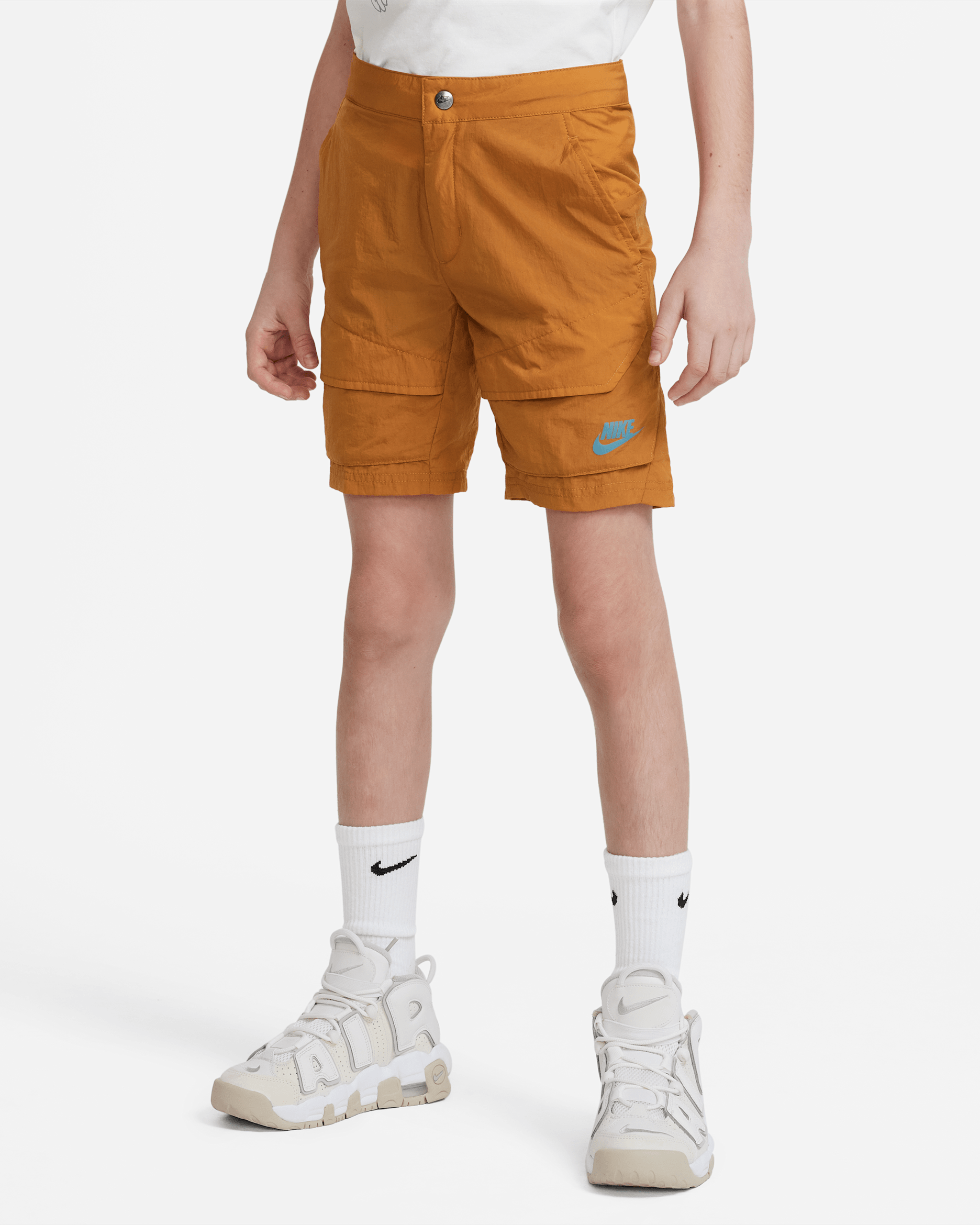 Nike Sportswear Older Kids' (Boys') Woven Utility Cargo Shorts - Desert Ochre/Mineral Teal