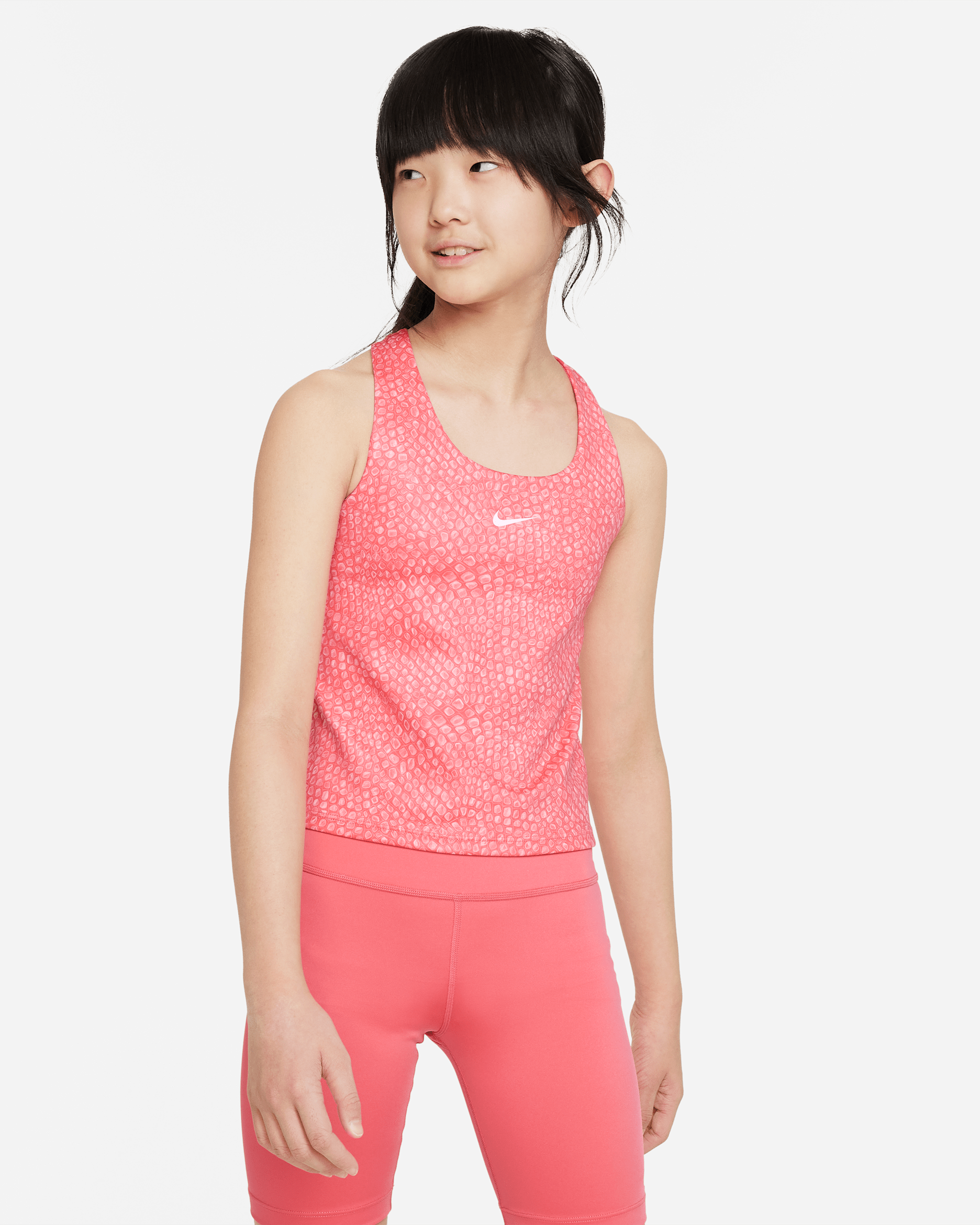 Nike Swoosh Older Kids' (Girls') Tank Sports Bra - Sea Coral/White