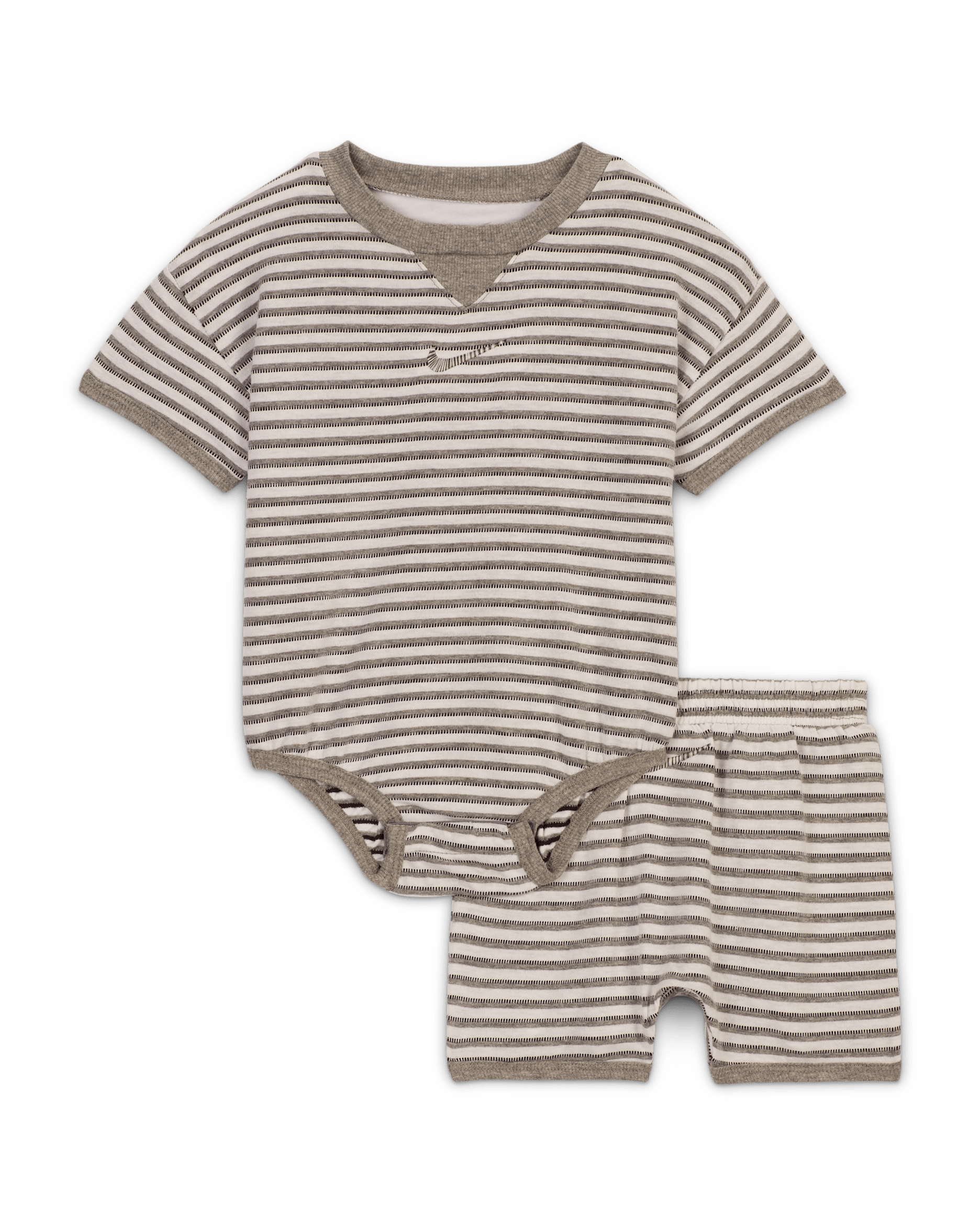 Conjunto de body y shorts para bebé (0 a 9 meses) Nike ReadySet - Carbono jaspeado