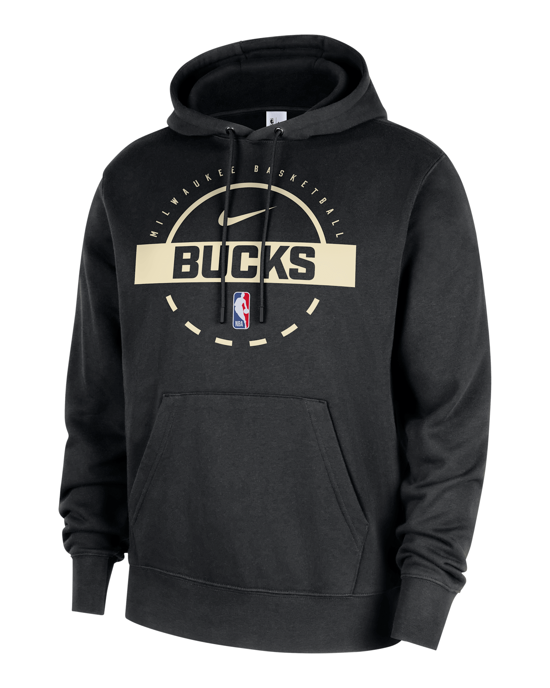 Milwaukee Bucks Club Men's Nike NBA Practice Pullover Hoodie - Black/Flat Opal