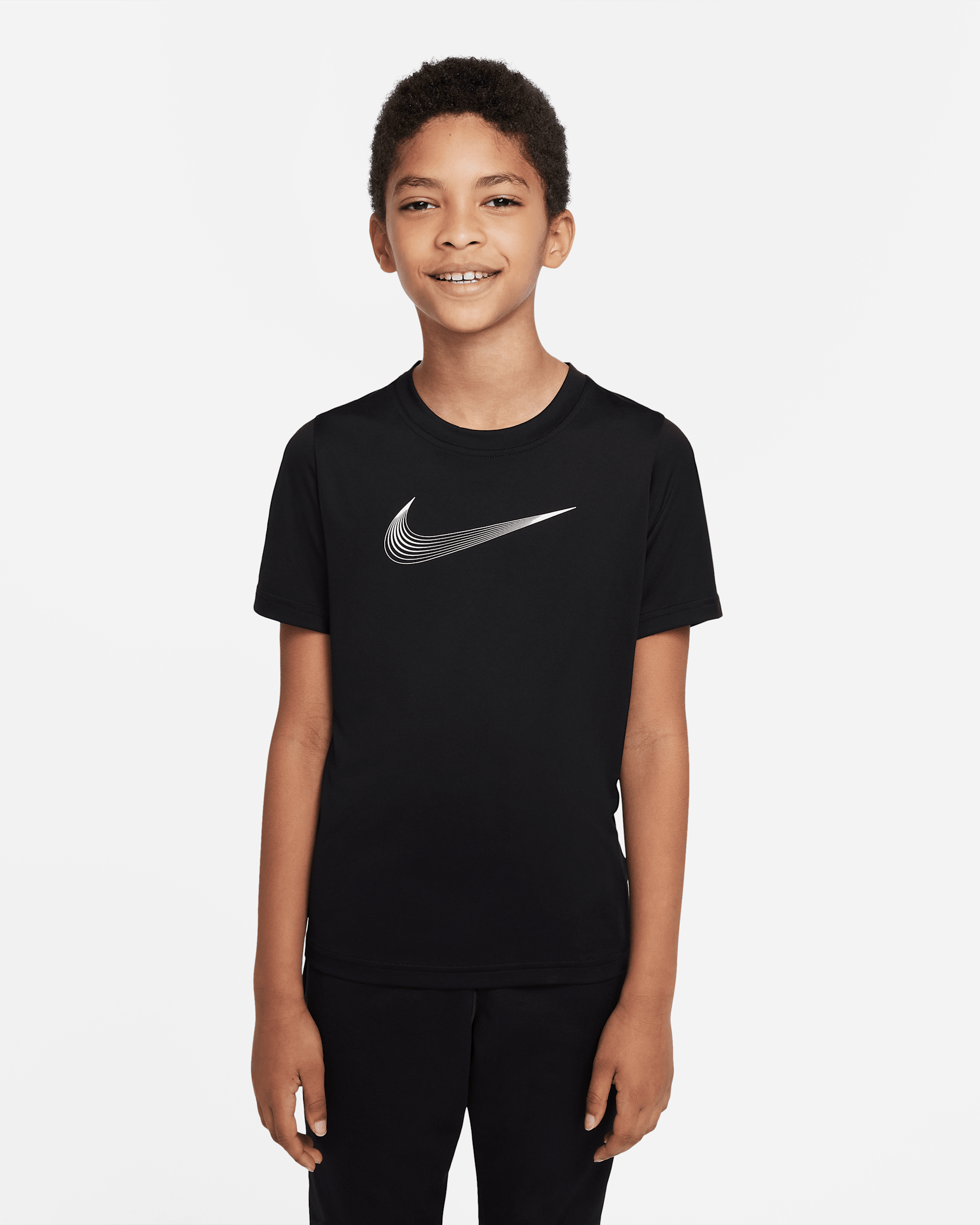 Nike Dri-FIT Older Kids' (Boys') Short-Sleeve Training Top - Black/White