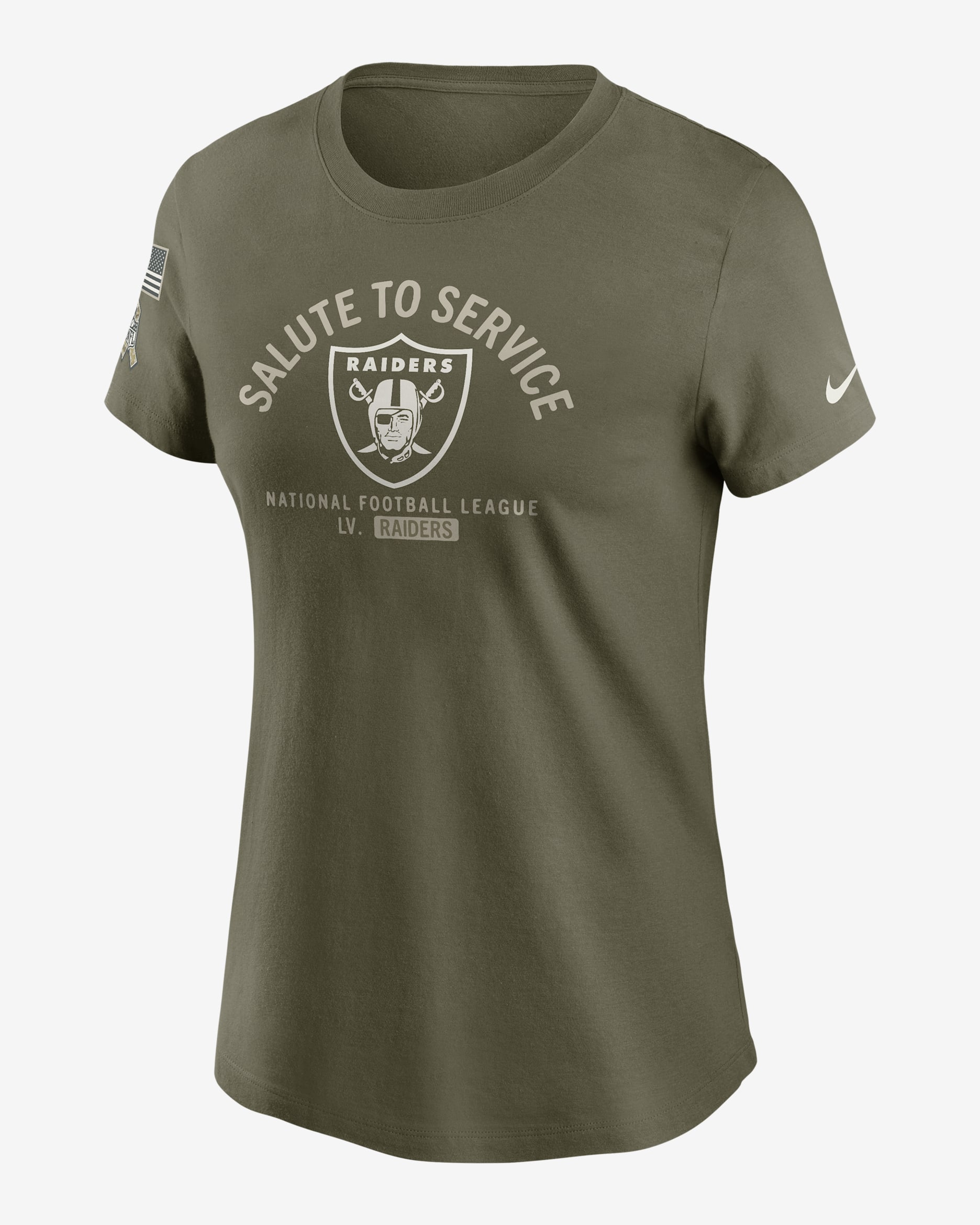 Las Vegas Raiders Salute to Service Sideline Women's Nike NFL T-Shirt - Olive