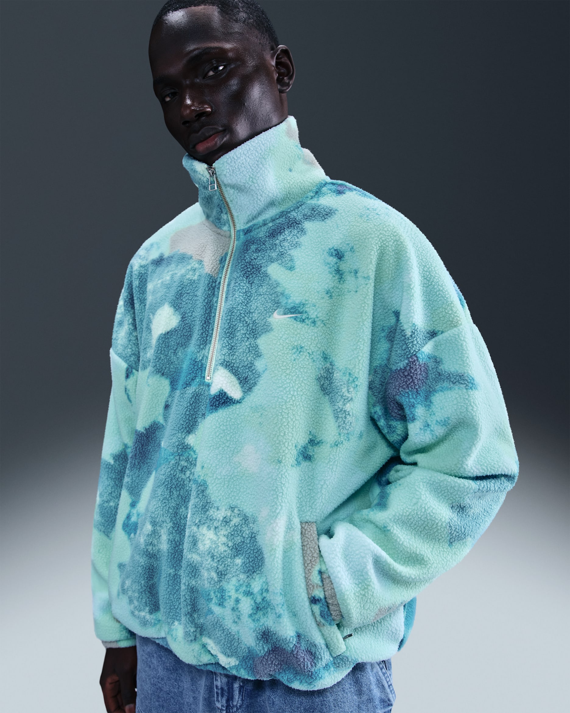 Chamarra de medio cierre Therma-FIT para hombre Nike - Cactus empolvado/Marfil pálido