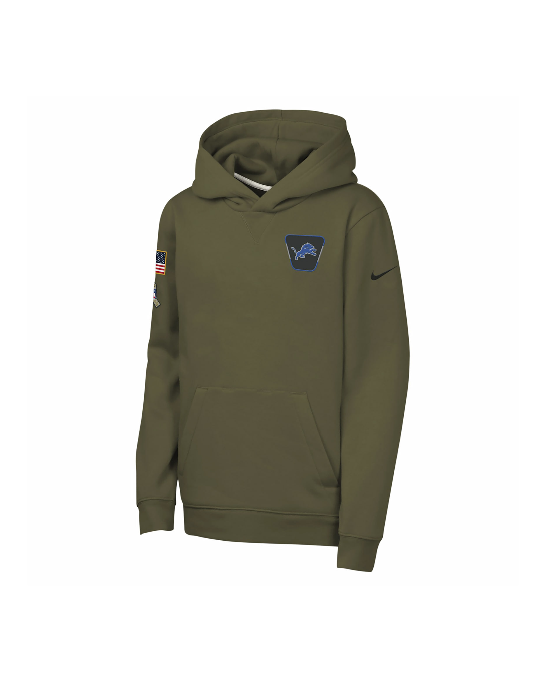 Nike Club Fleece NFL Detroit Lions Big Kids' "Salute to Service" Pullover Hoodie - Olive