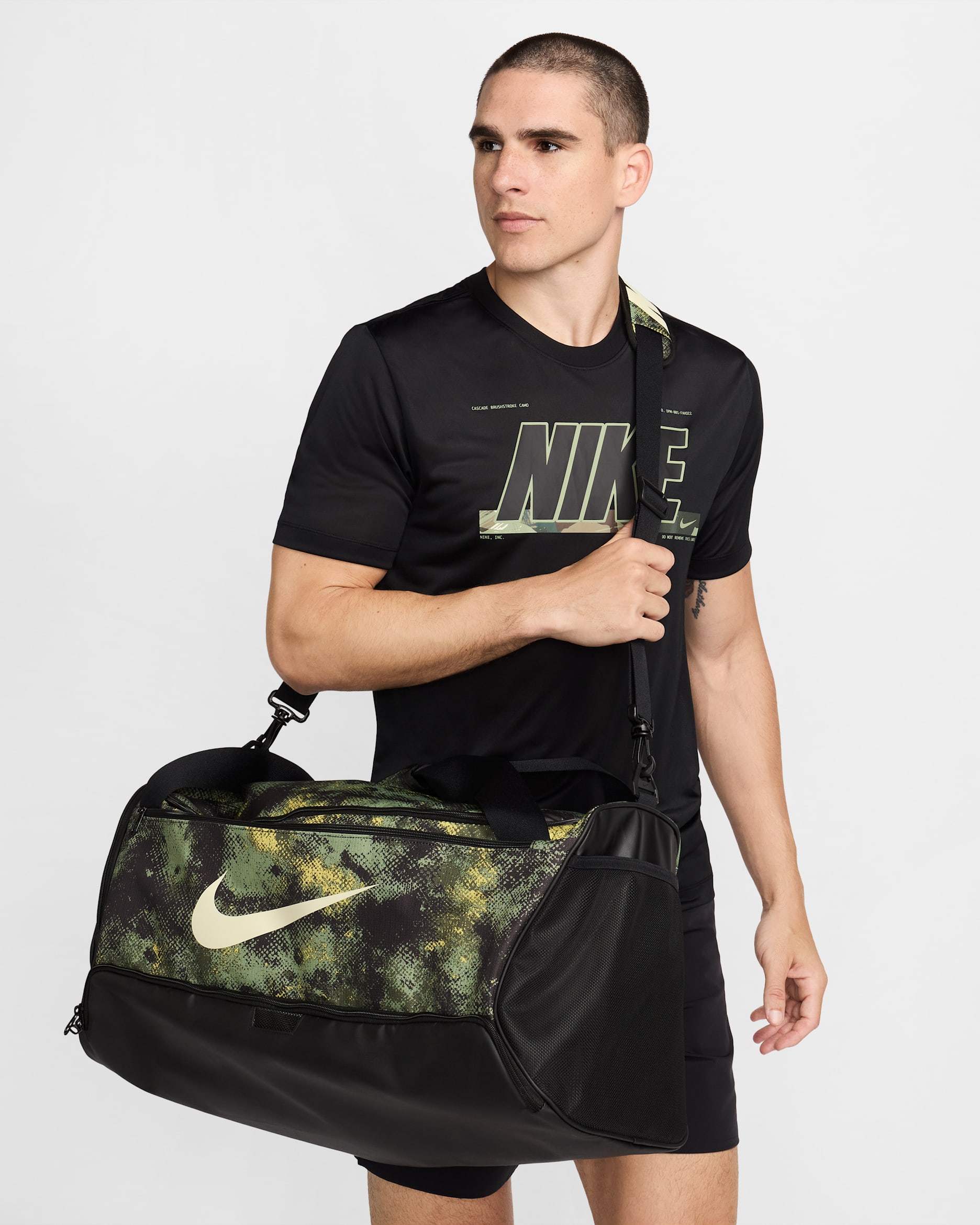 Nike Brasilia Duffel Bag (Medium, 60L) - Oil Green/Black/Coconut Milk
