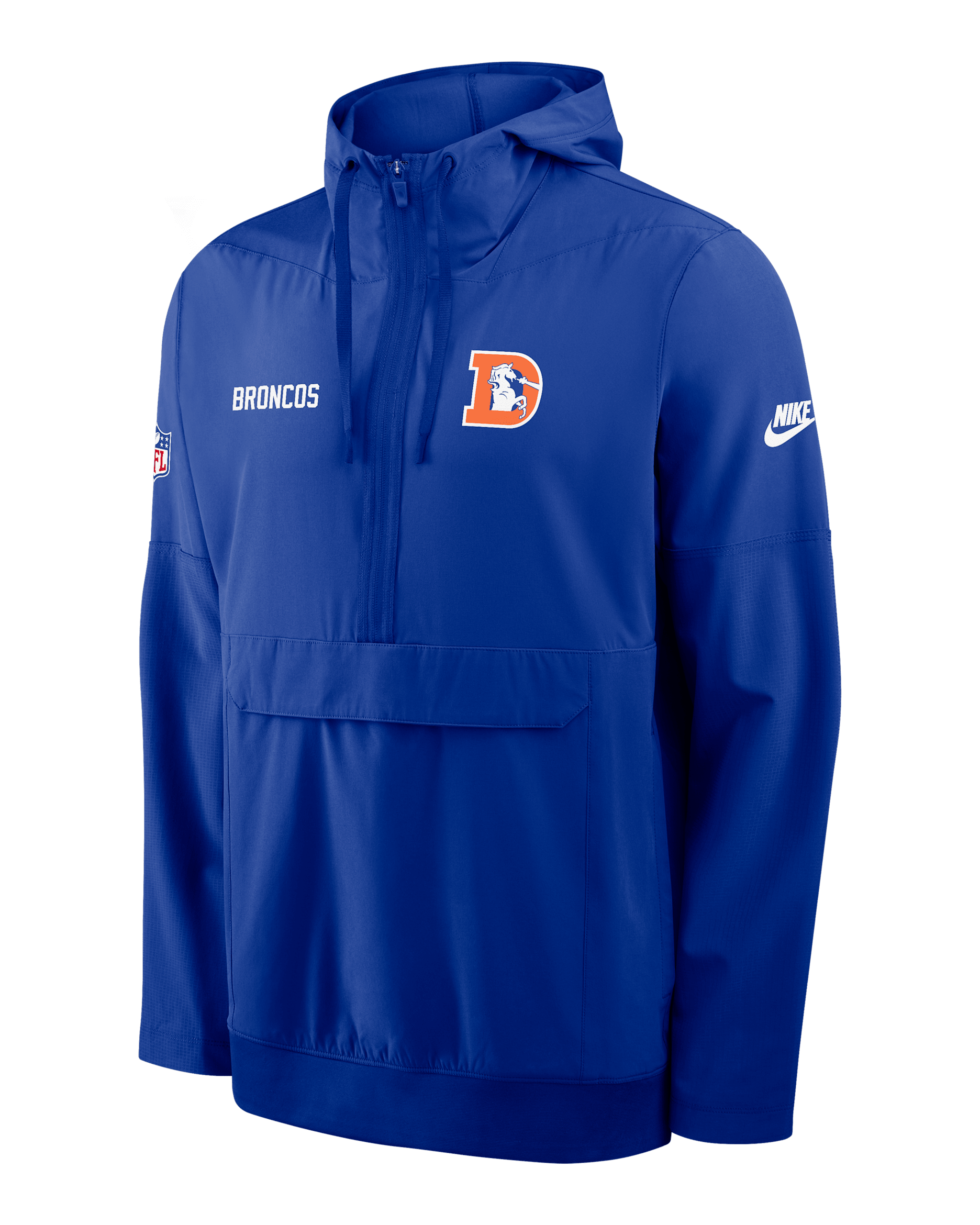 Denver Broncos Alt Option Route Anorak Men's Nike NFL 1/2-Zip Hooded Jacket - Royal