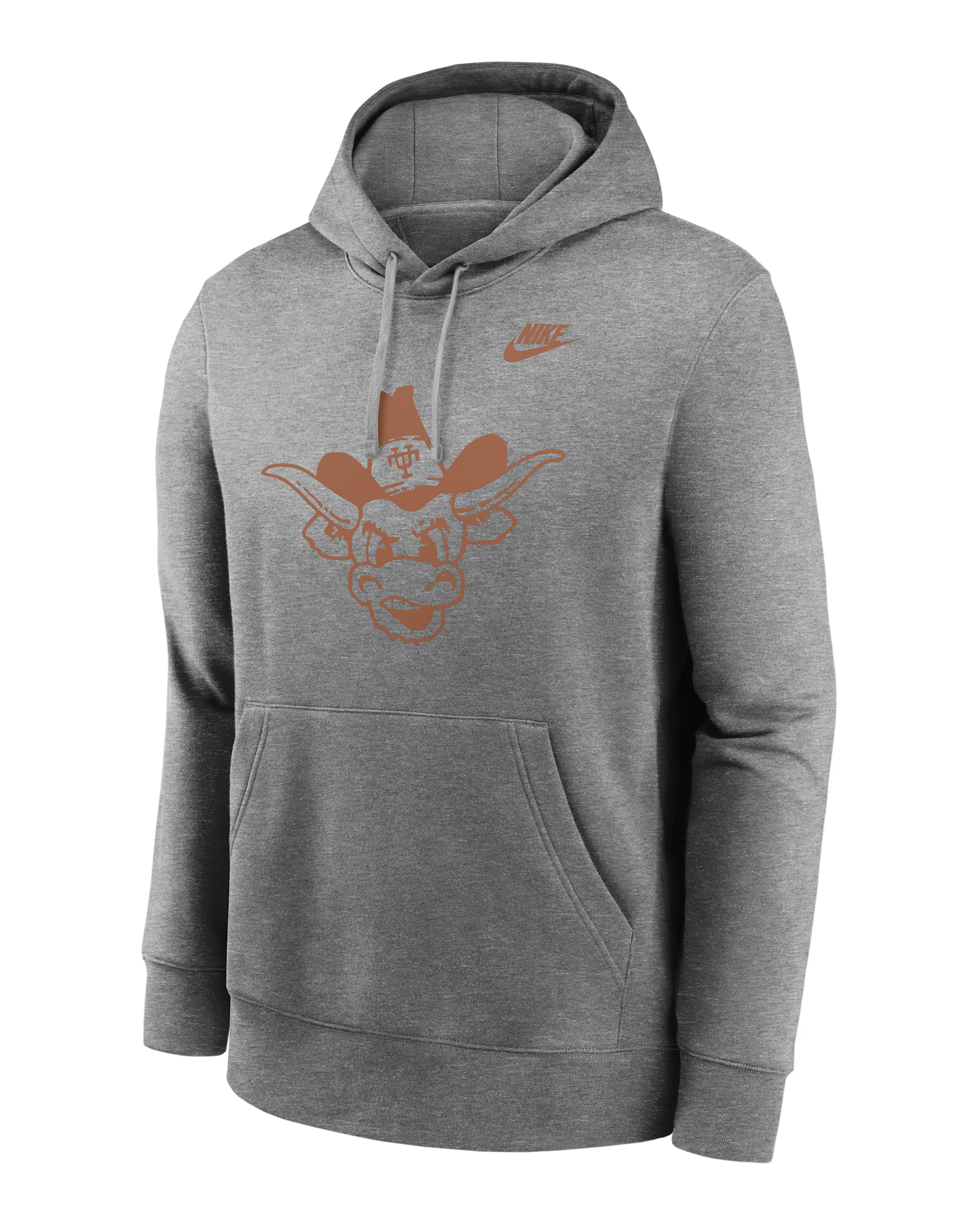Texas Longhorns Legacy Club Primary Logo Men's Nike College Pullover Hoodie - Dark Grey Heather