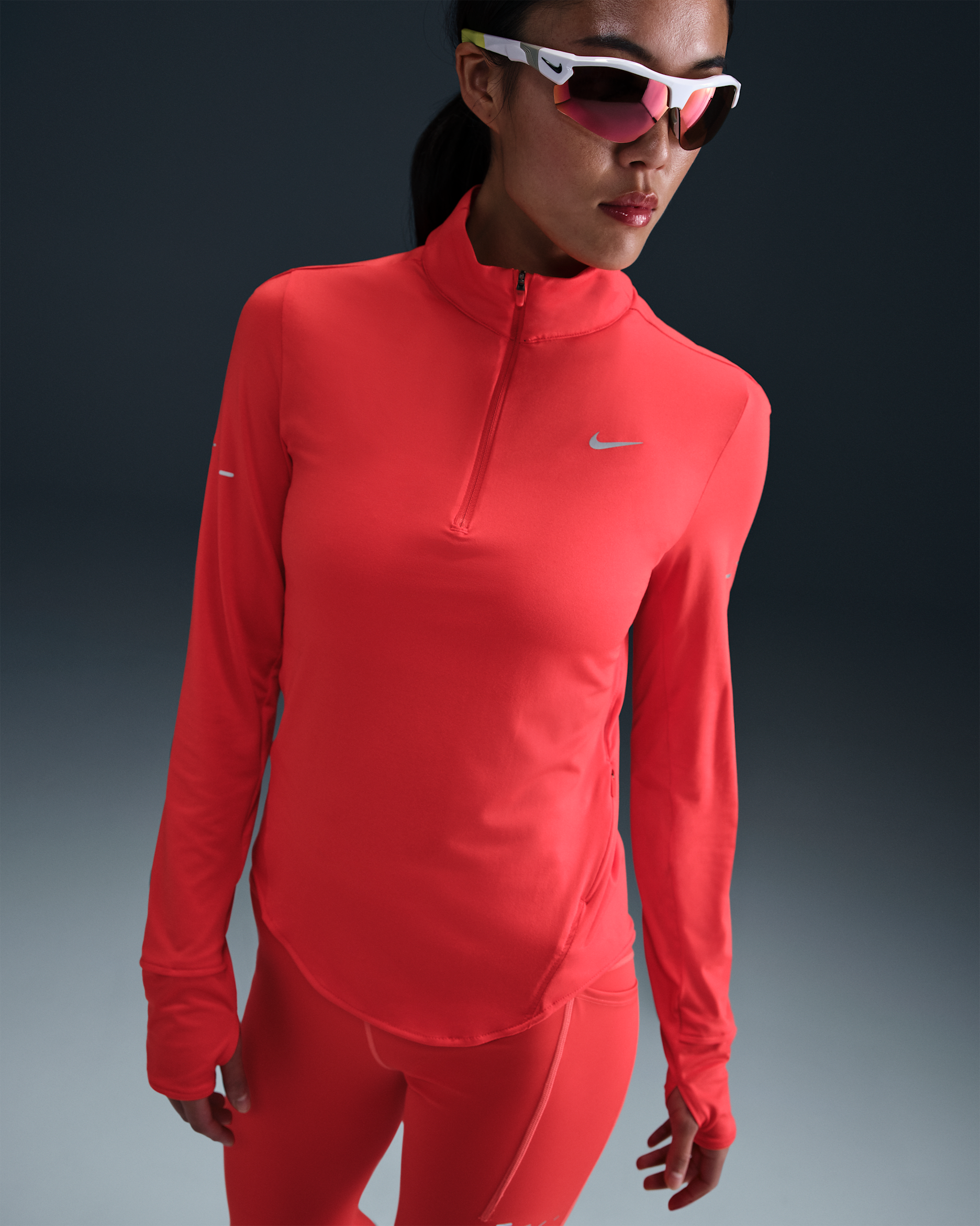 Nike Swift Women's Dri-FIT UV 1/4-Zip Running Top - Light Crimson