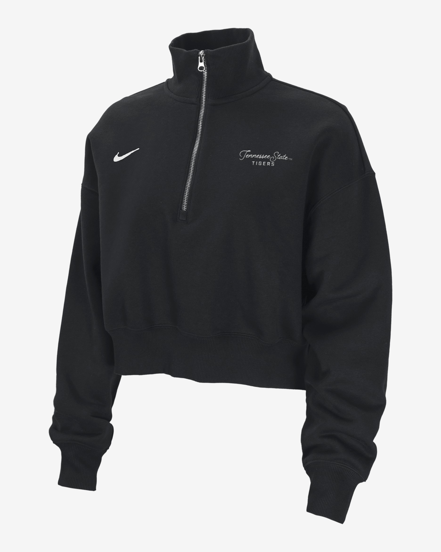 Nike College Phoenix Fleece (Tennessee State University) Women's Cropped 1/4-Zip Pullover - Black