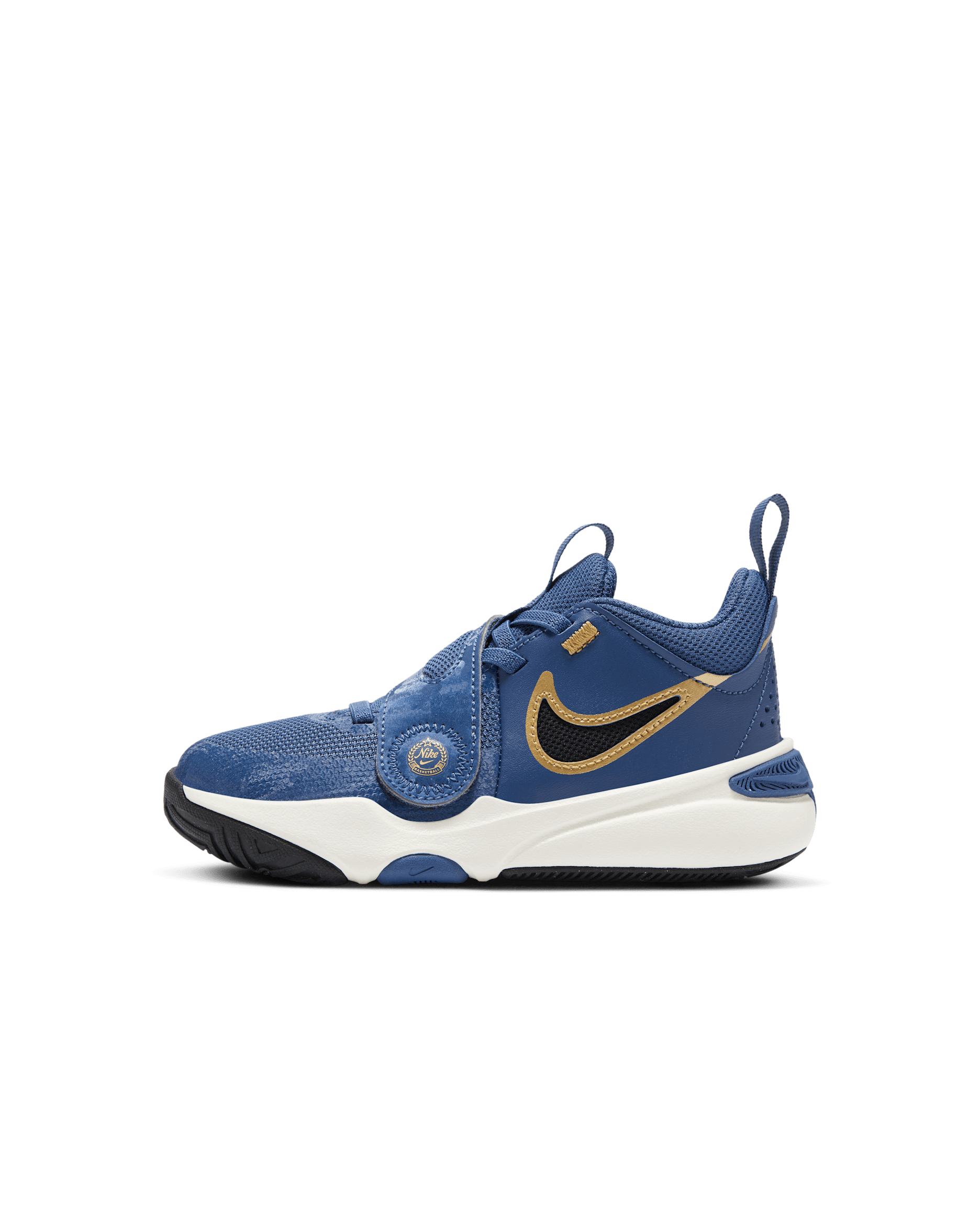 Nike Team Hustle D 11 Younger Kids' Shoes - Mystic Navy/Pale Ivory/Metallic Gold/Black