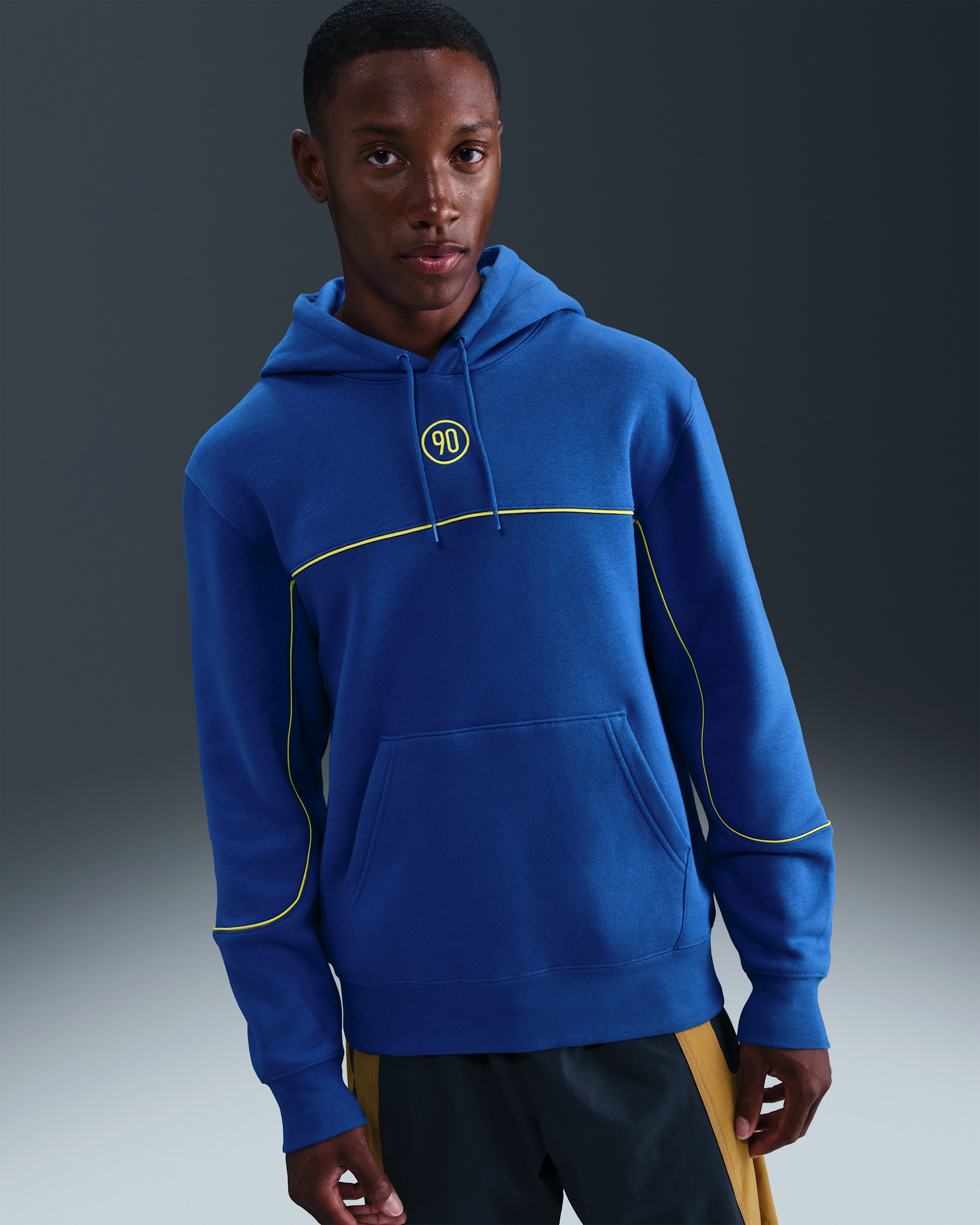 Nike Club Total 90 Men's Football Pullover Hoodie - Game Royal/Lightning/Lightning