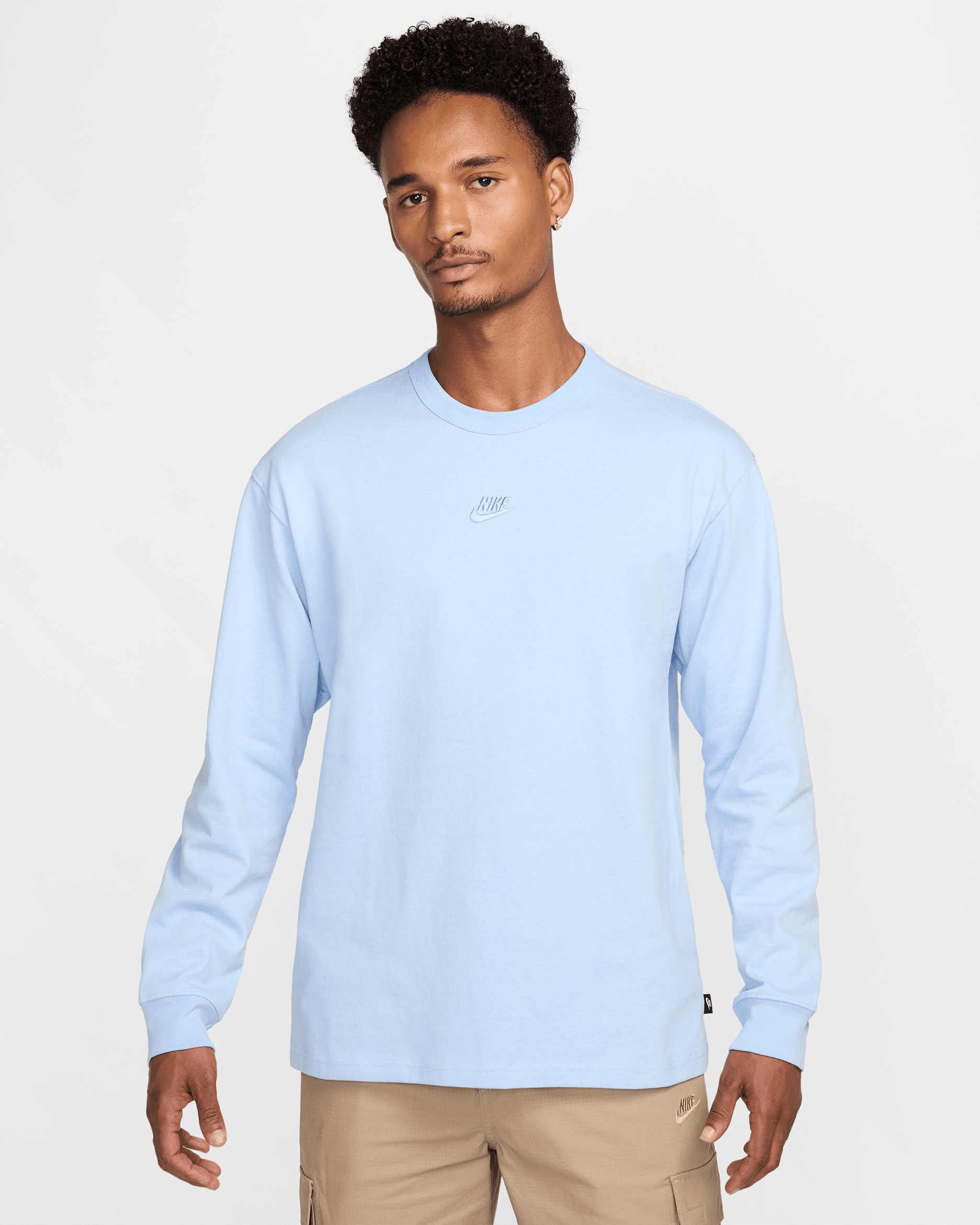 Playera de manga larga para hombre Nike Sportswear Premium Essentials - Azul psíquico