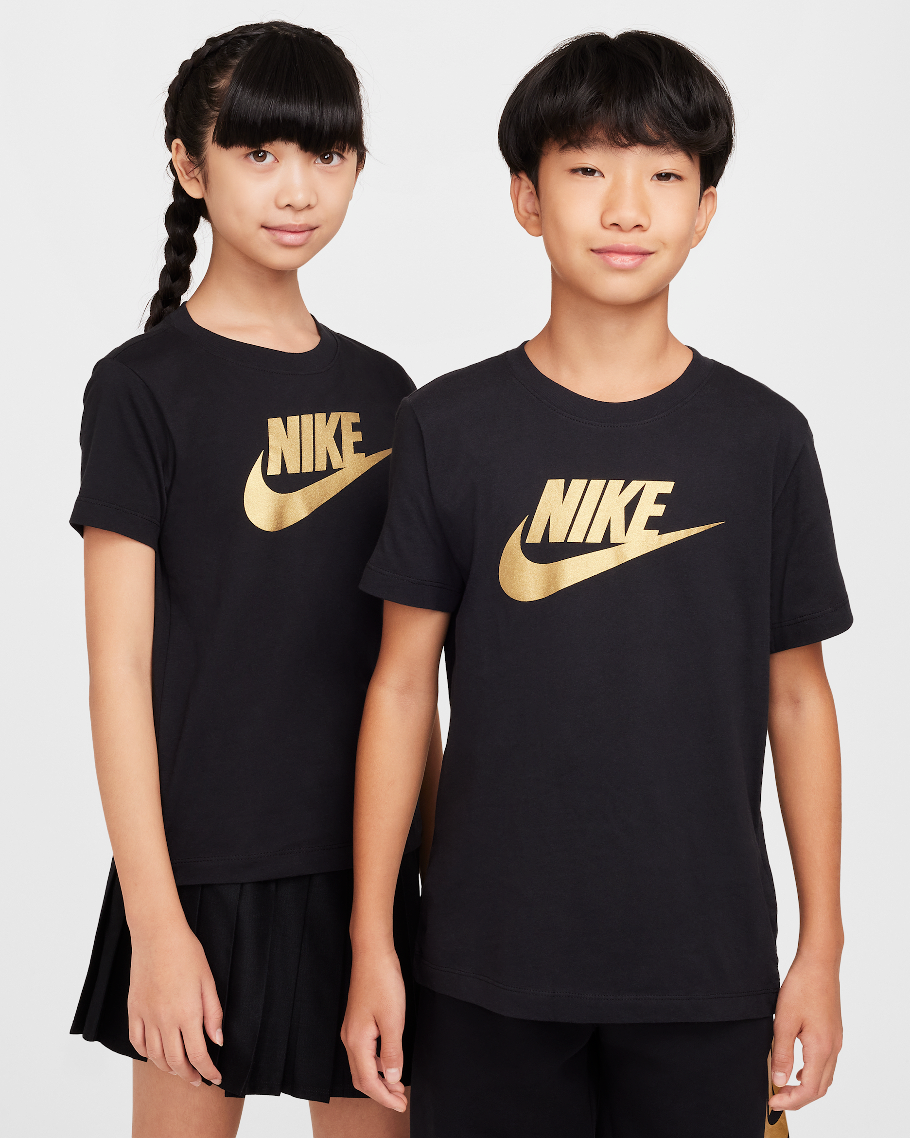 Nike Sportswear Big Kids' T-Shirt - Black/Metallic Gold